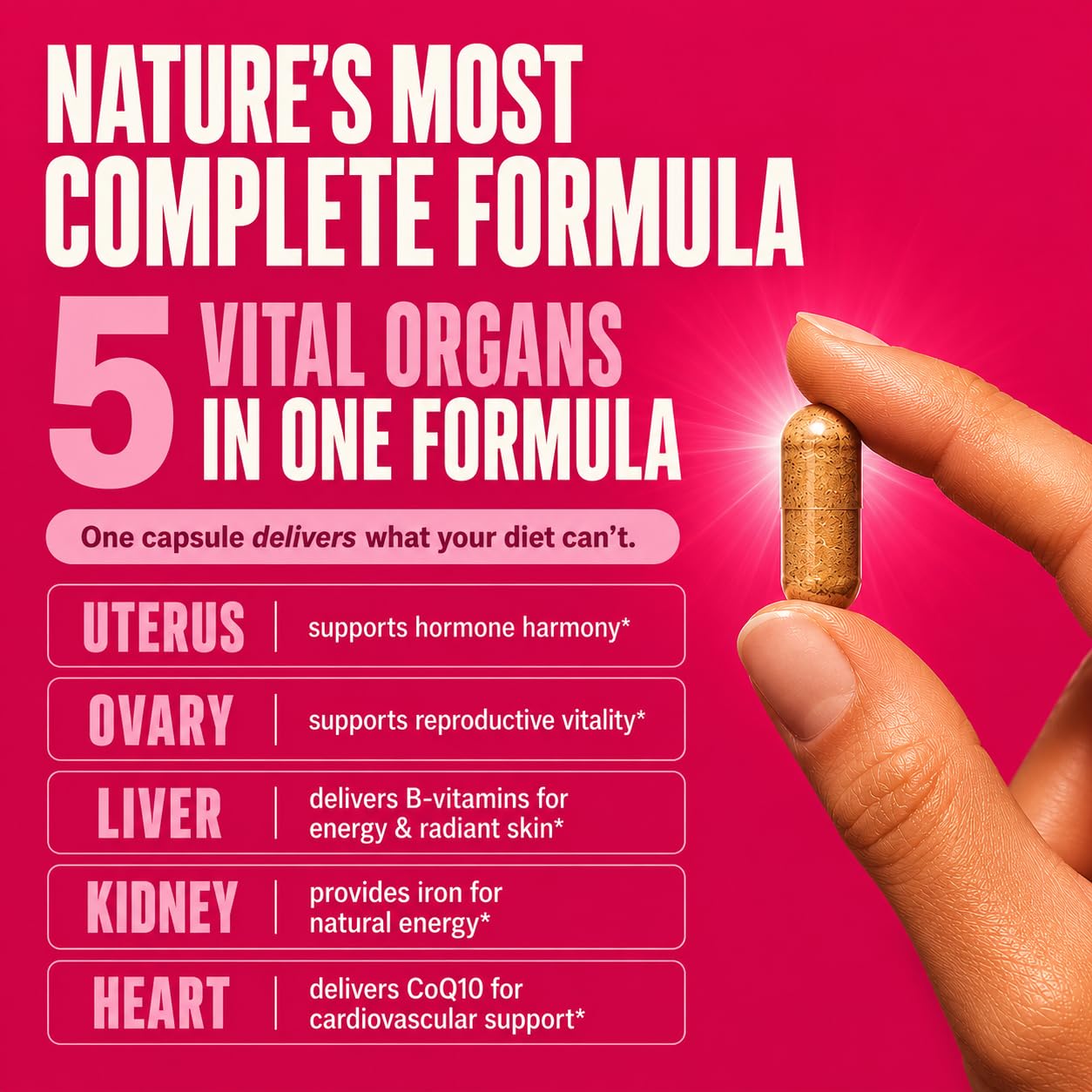 PRIMAL FURY Grass Fed Beef Organ Supplement for Women 60 Capsules