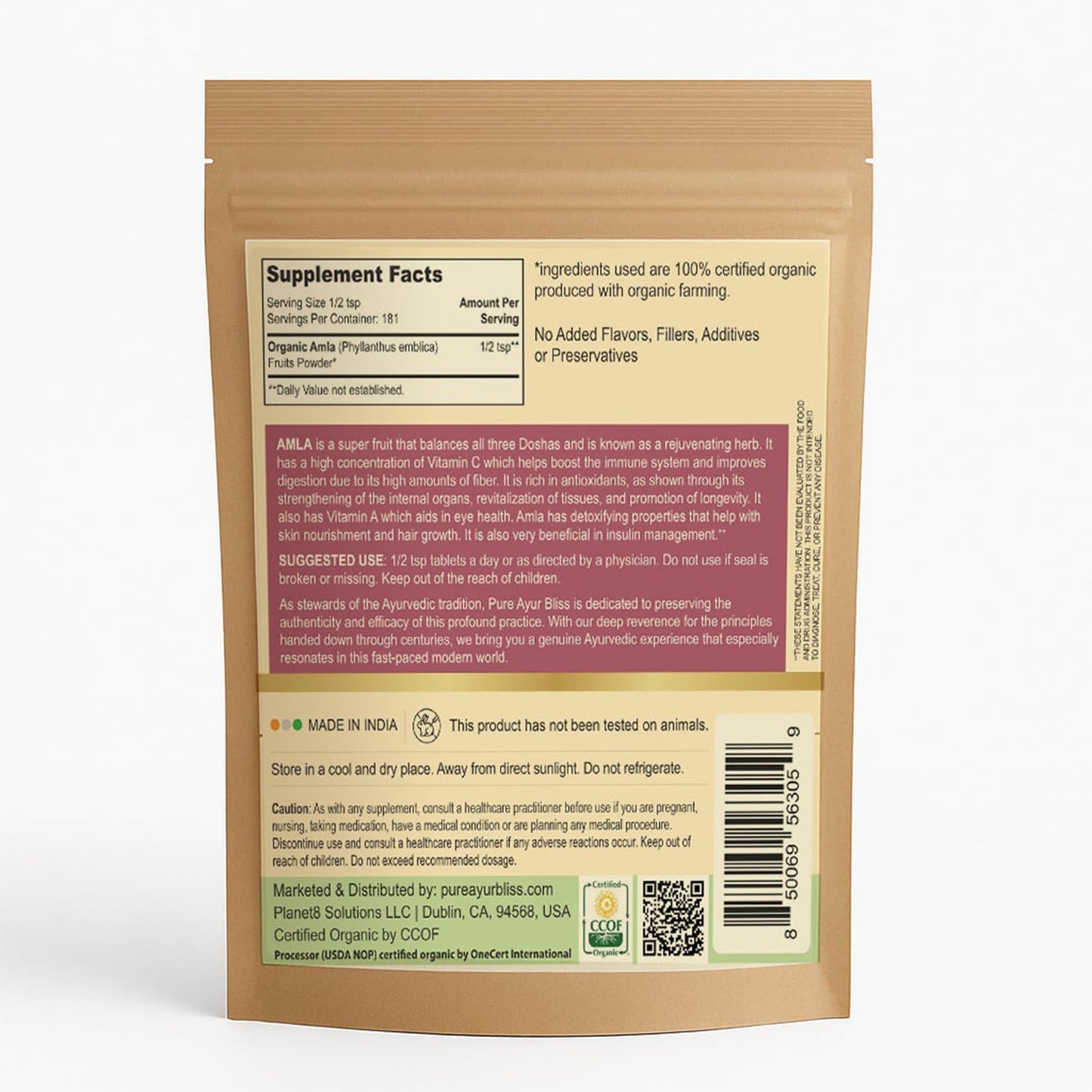 PureAyurbliss Amla Powder, 100% Organic, 16 oz