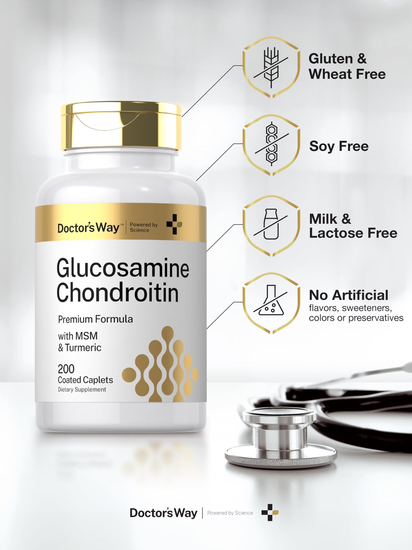 Doctor's Way Glucosamine Chondroitin MSM Turmeric Caplets 200