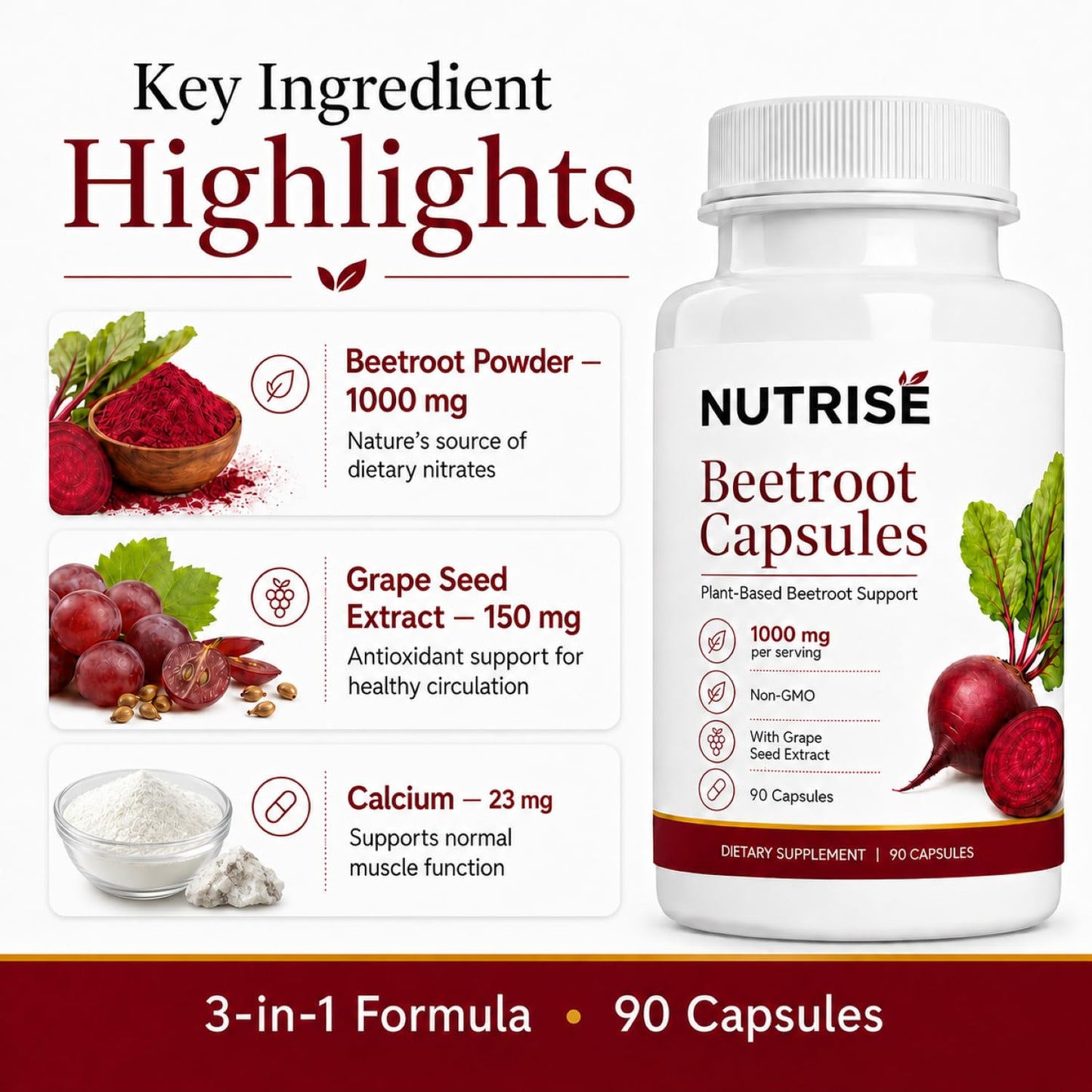 Onswildc Nutrise Beetroot Capsules 90 Capsules