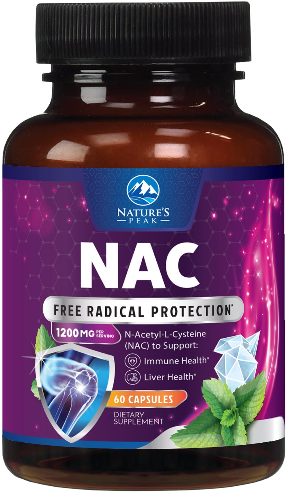 Nature's Peak N-Acetyl-L-Cysteine 1200mg Per Serving Capsule 60 Capsules