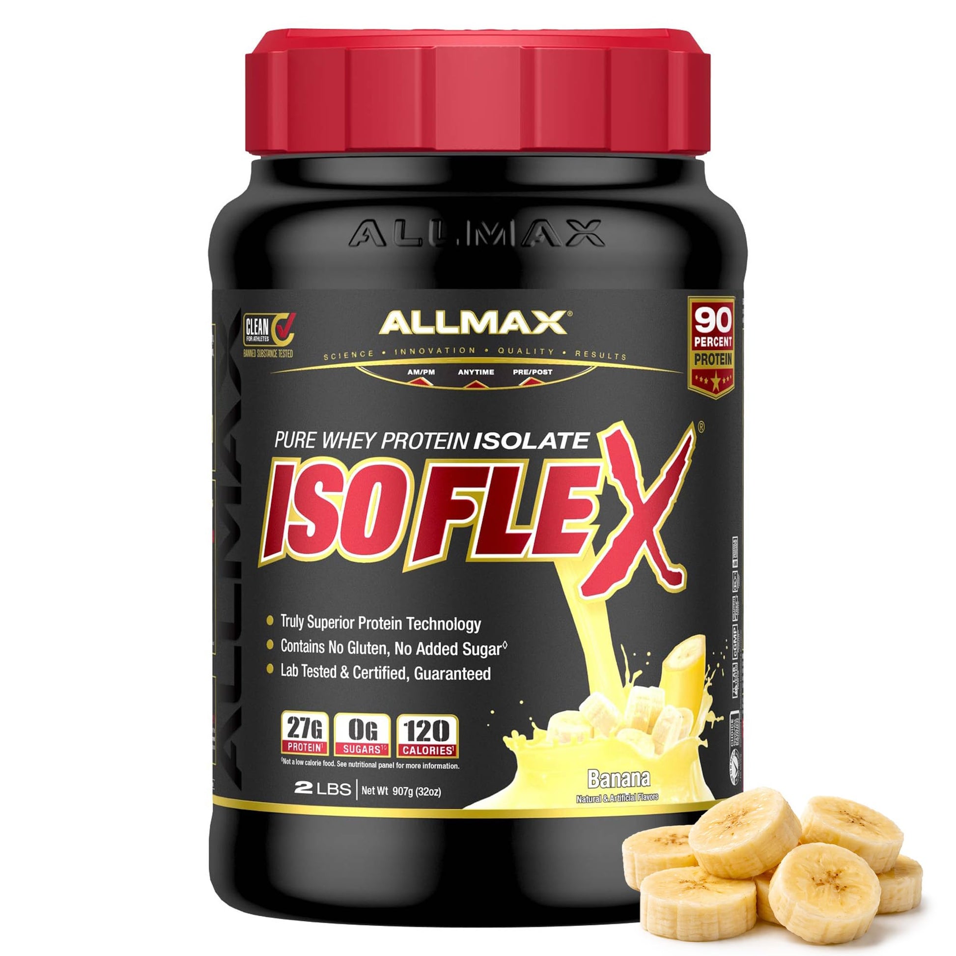 ALLMAX ISOFLEX Pure Whey Isolate Protein Powder Banana, 32 Servings