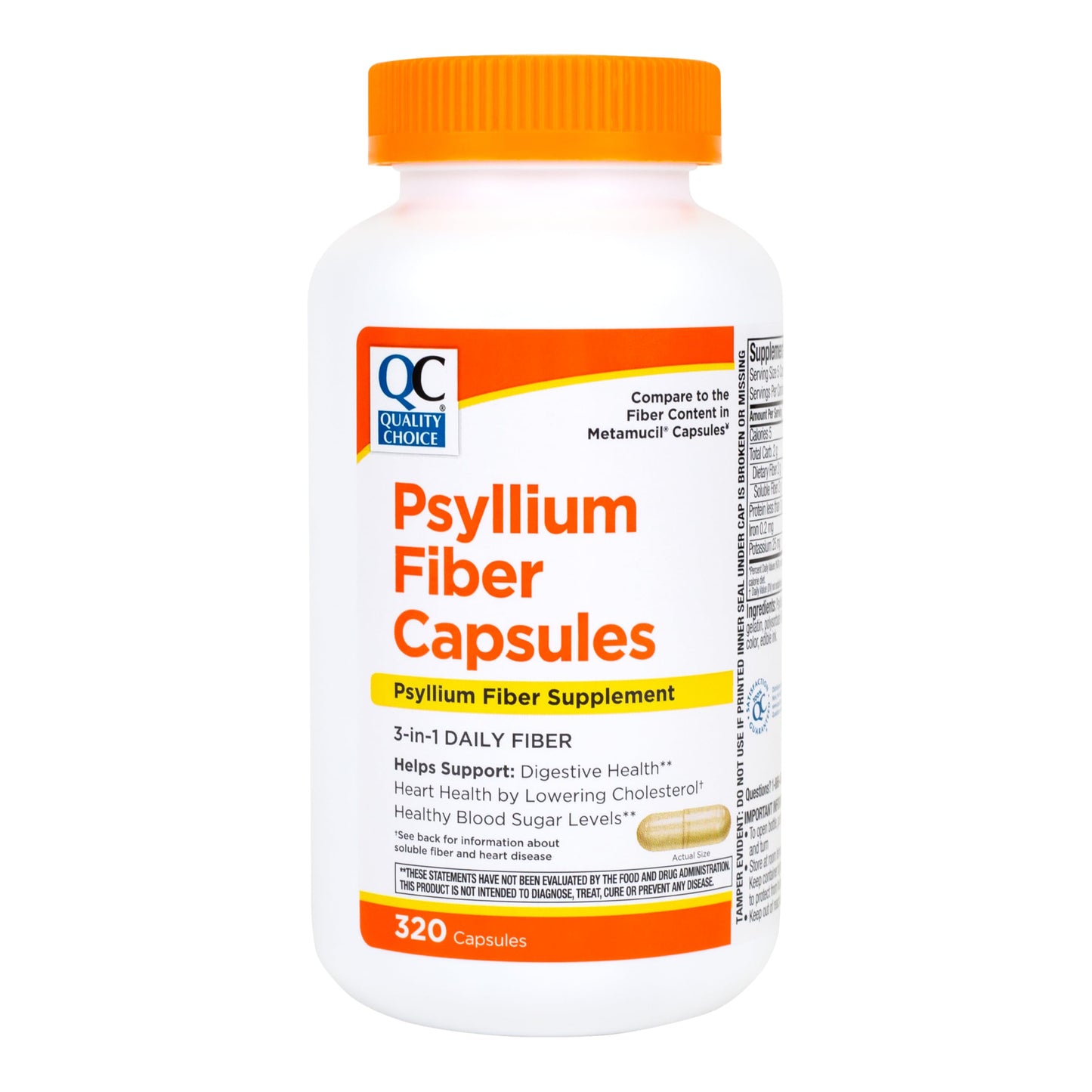 Quality Choice Psyllium Fiber Capsules, 320 Count