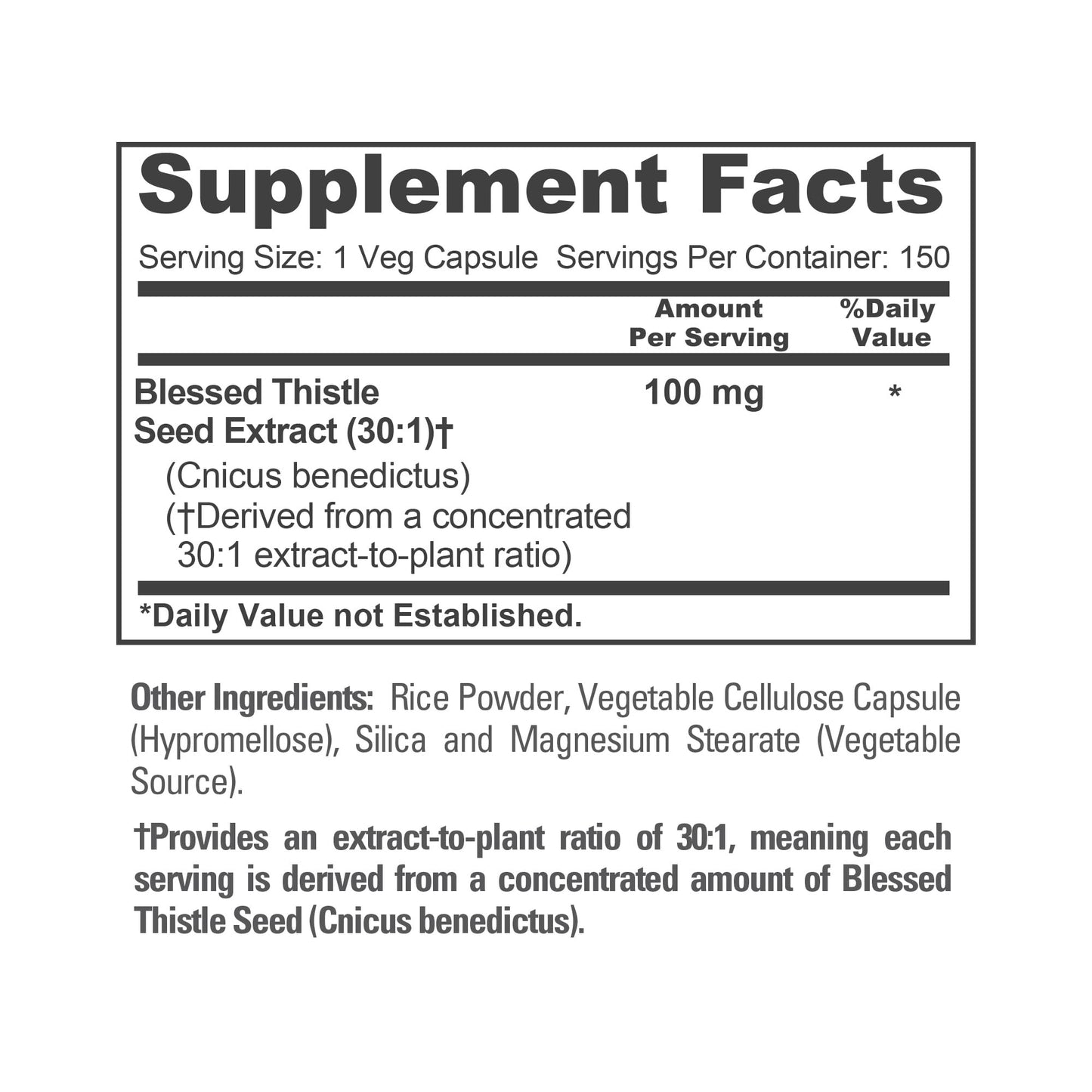 NusaPure Blessed Thistle Seed Capsules, 120 Capsules
