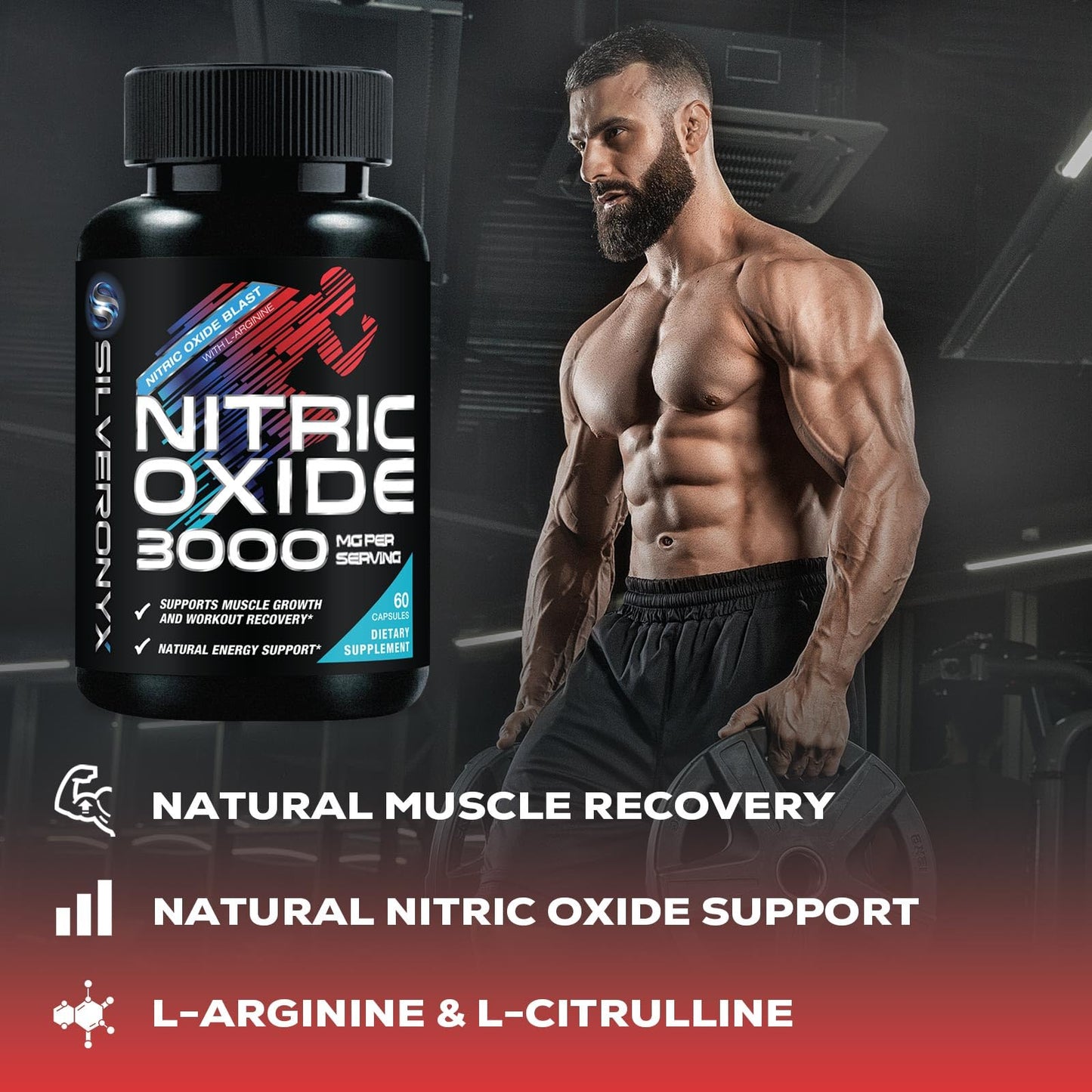 SILVERONYX Extra Strength Nitric Oxide Booster Capsule 60 Count