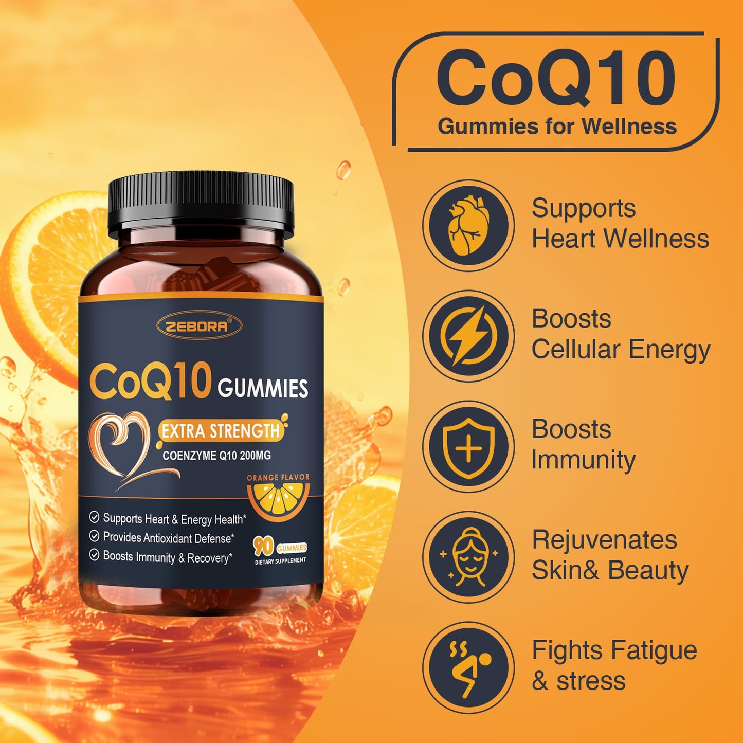 ZEBORA CoQ10 200mg Gummies, 90 Gummies