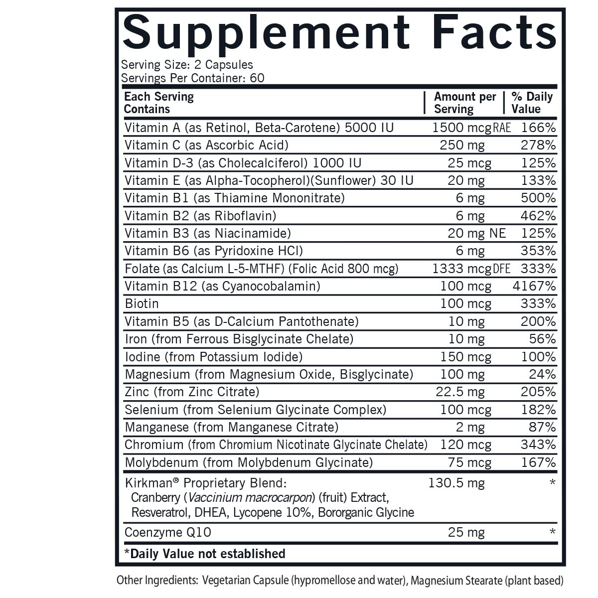 Kirkman Women's Multivitamin & Mineral with 5-MTHF Capsule 120 Count