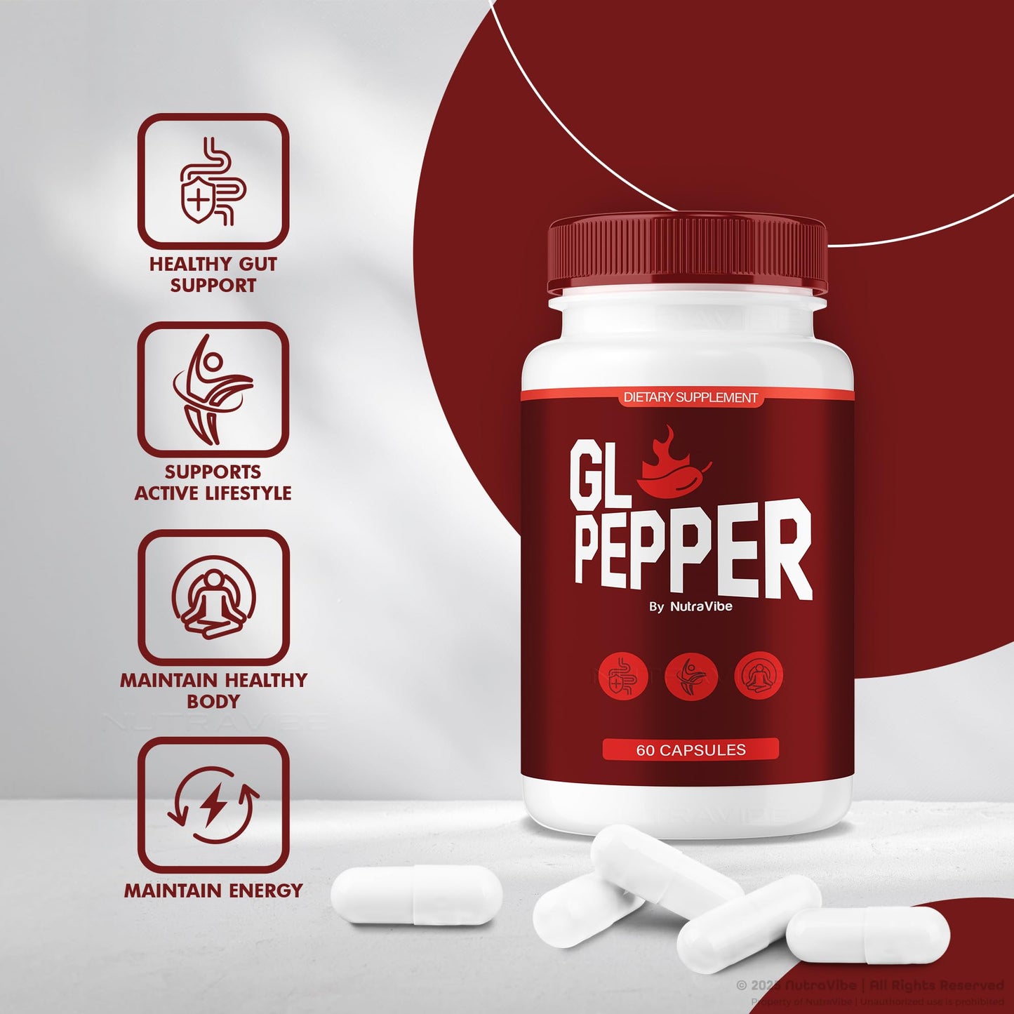 NutraVibe GL Pepper Capsules 120 Capsules