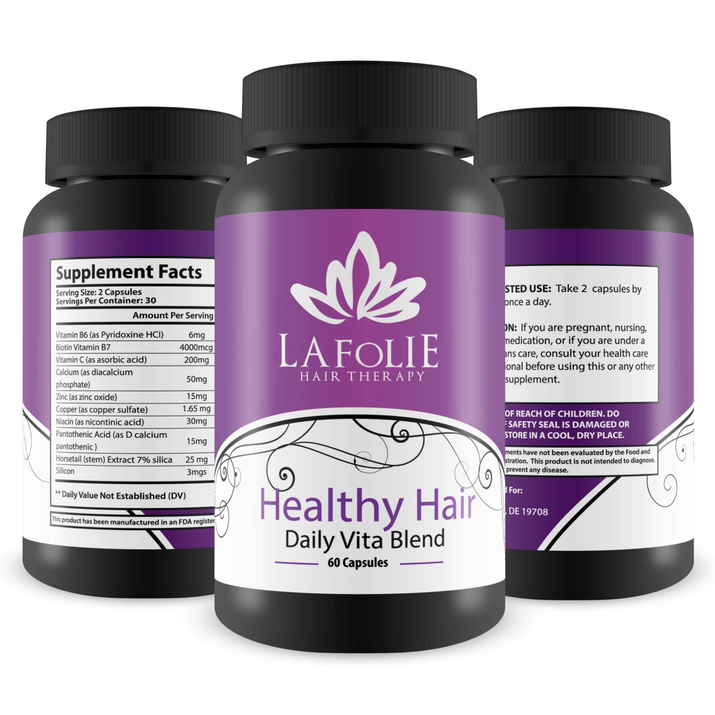 La Folie Hair Therapy Daily Vita Biotin Capsules, 60 Count