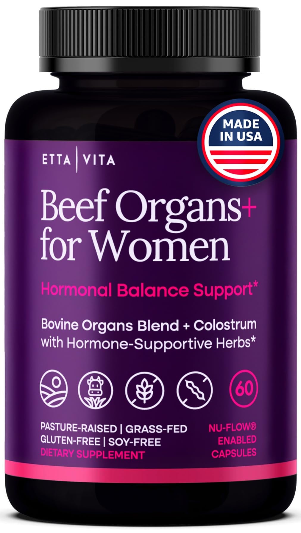 Etta Vita Primal Beef Organ Supplement for Women 60 Capsules