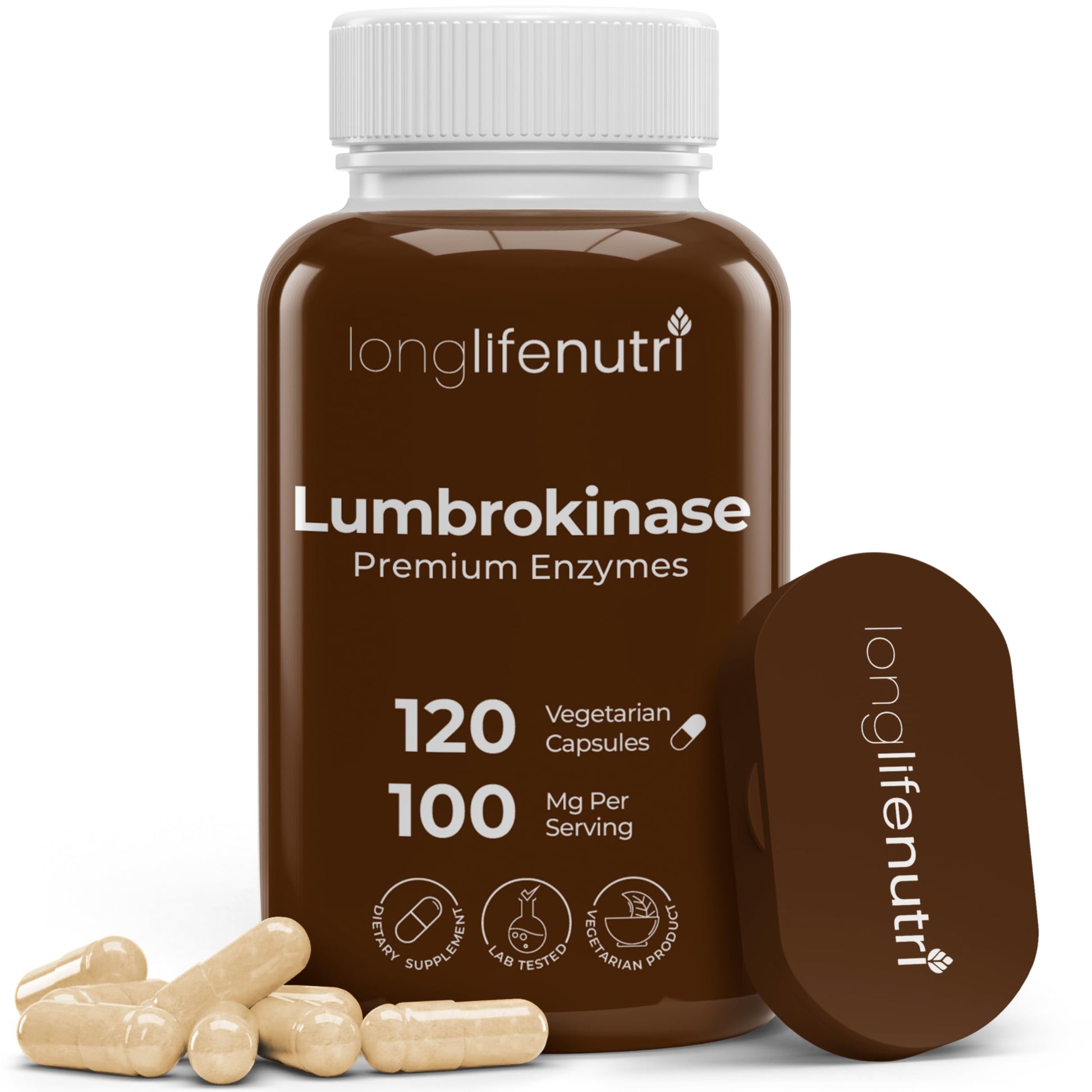 LongLifeNutri Lumbrokinase Supplement 100mg 120 Capsules