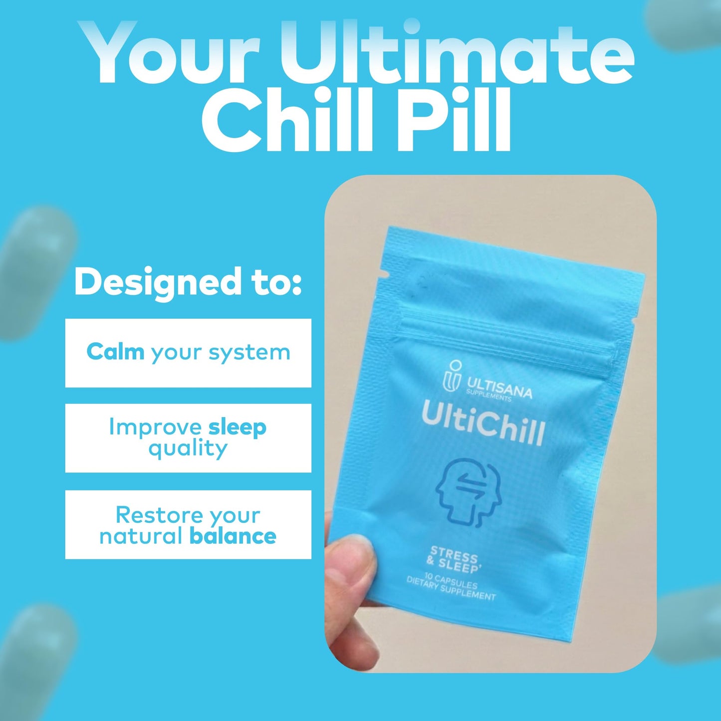 Ultisana UltiChill Stress Relief Supplement Capsules 10