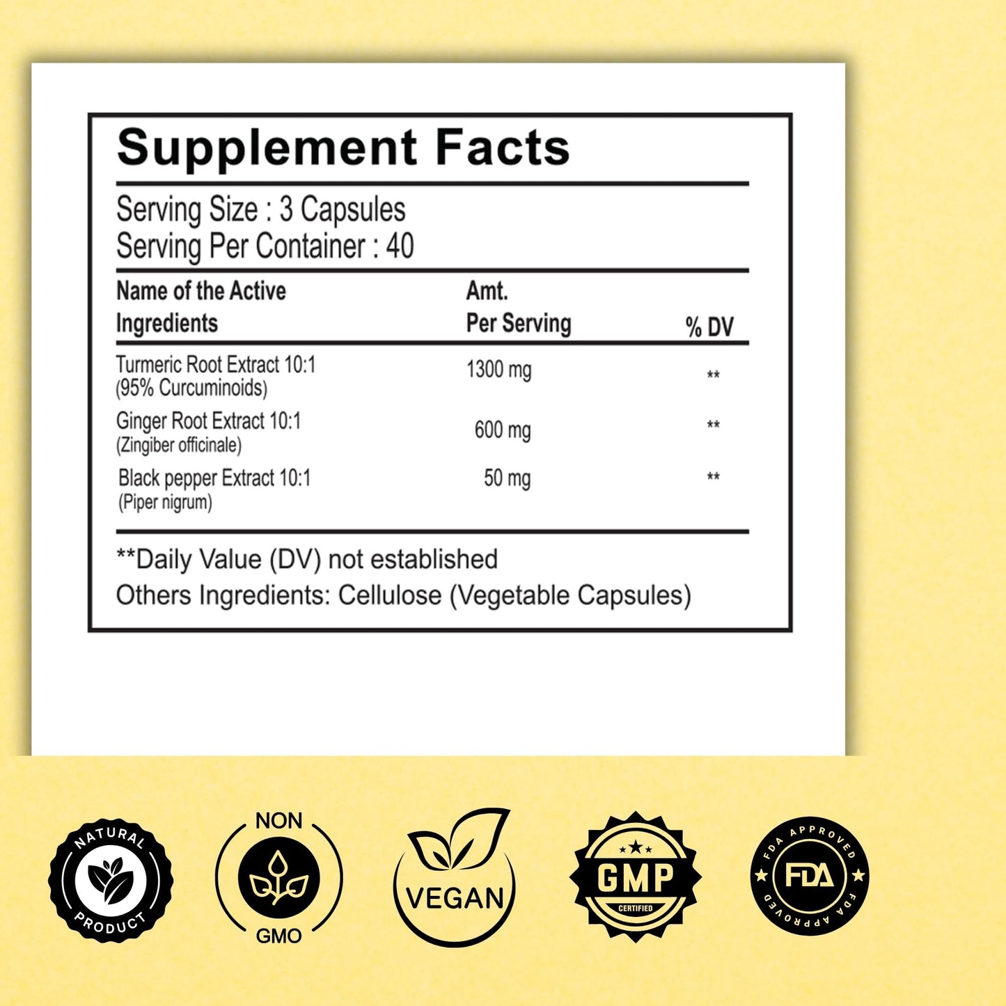 Rural Dotz Turmeric Curcumin Supplement 1950mg with Turmeric & Ginger, 95% Curcuminoids, Black Pepper for Absorption Capsule 120 Count