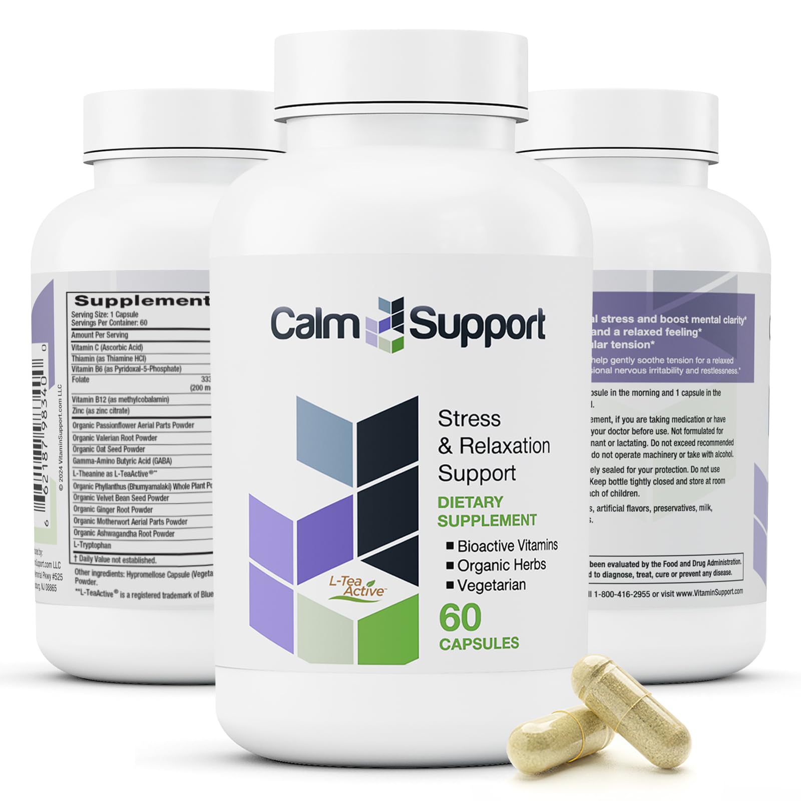 Vitamin Support CalmSupport: Stress & Relaxation Support Capsule, 60 Count