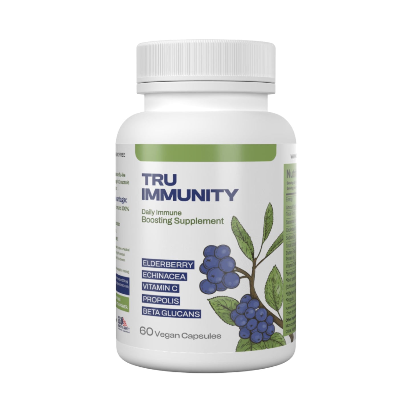 Only Nutri Labs Tru Immunity Dietary Supplement with Elderberry, Propolis, Echinacea, Vitamin C & Beta Glucans Daily Wellness Capsules, 60 Count