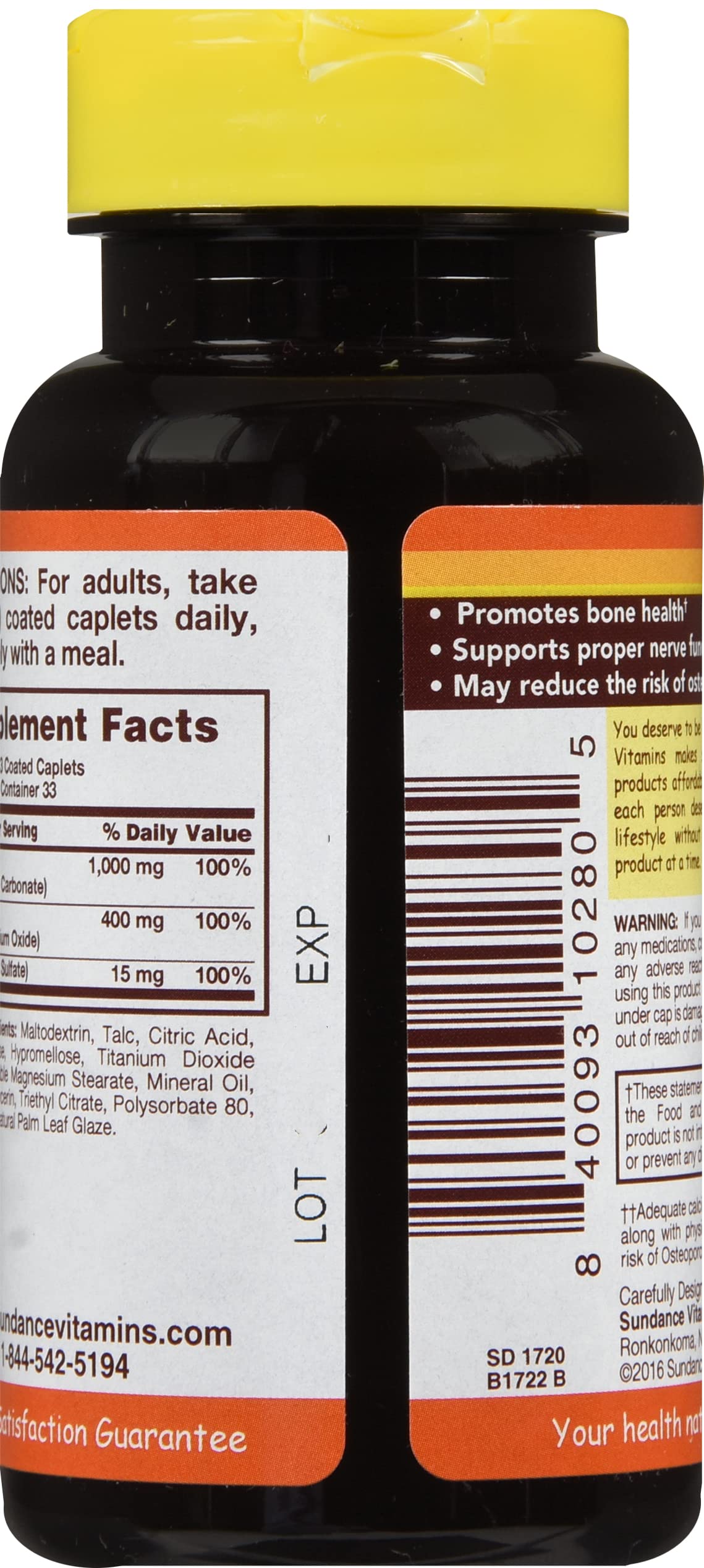 Sundance Calcium 600 mg + Vitamin D3 800 IU Coated Caplets, 200 Count