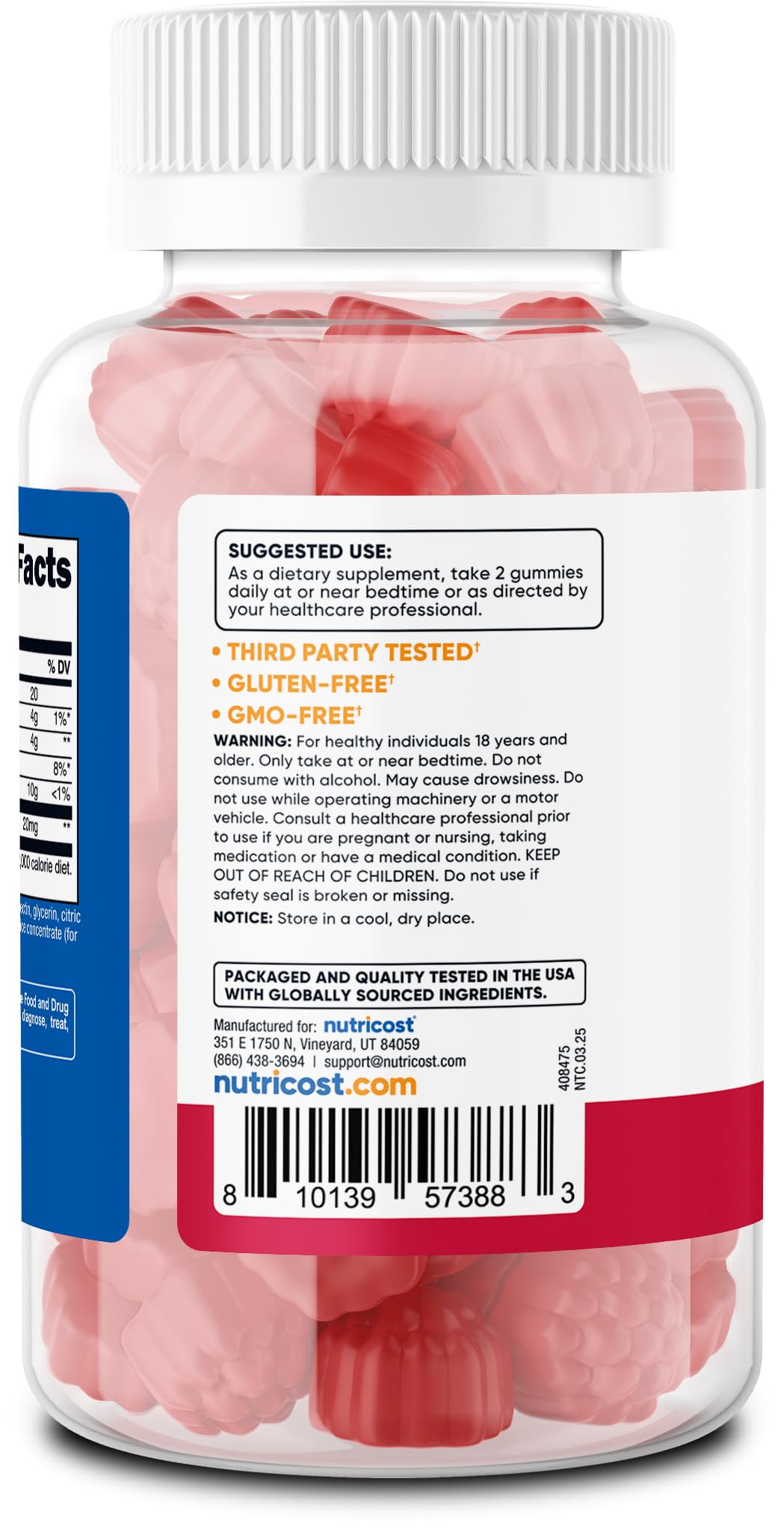 Nutricost Melatonin Gummies 20mg per Serving, 180 Gummies