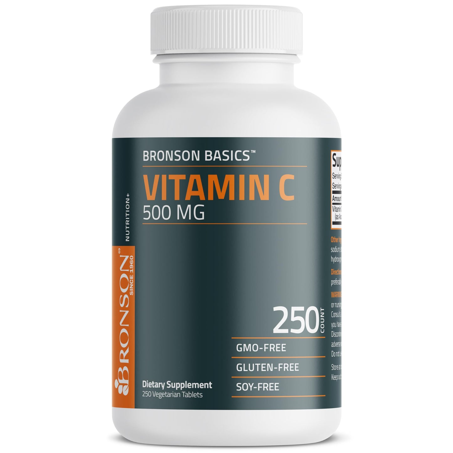 Bronson Vitamin C 500 mg Tablets, Non-GMO, 250 Vegetarian Tablets