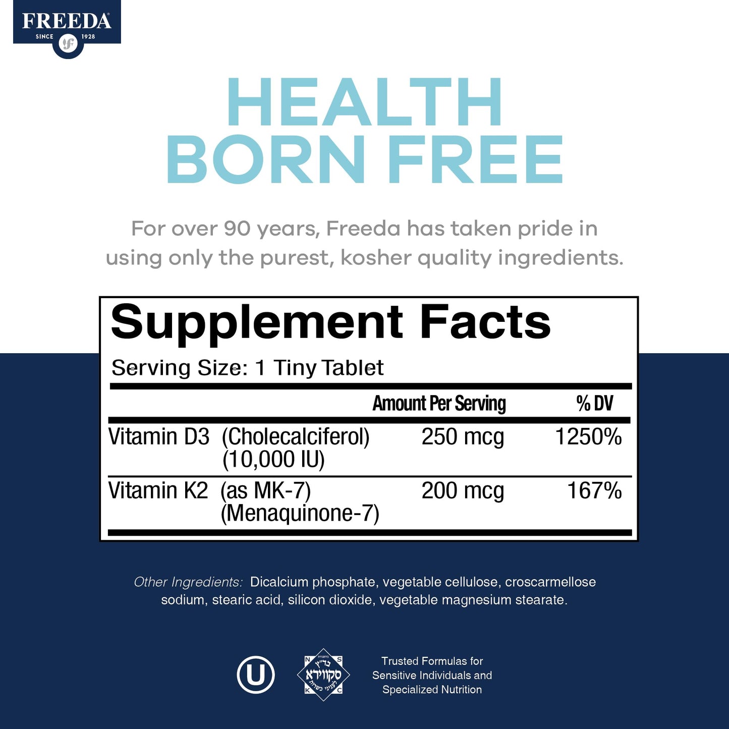 FREEDA Vitamin D3 with K2 Tablet, 90 Tablets