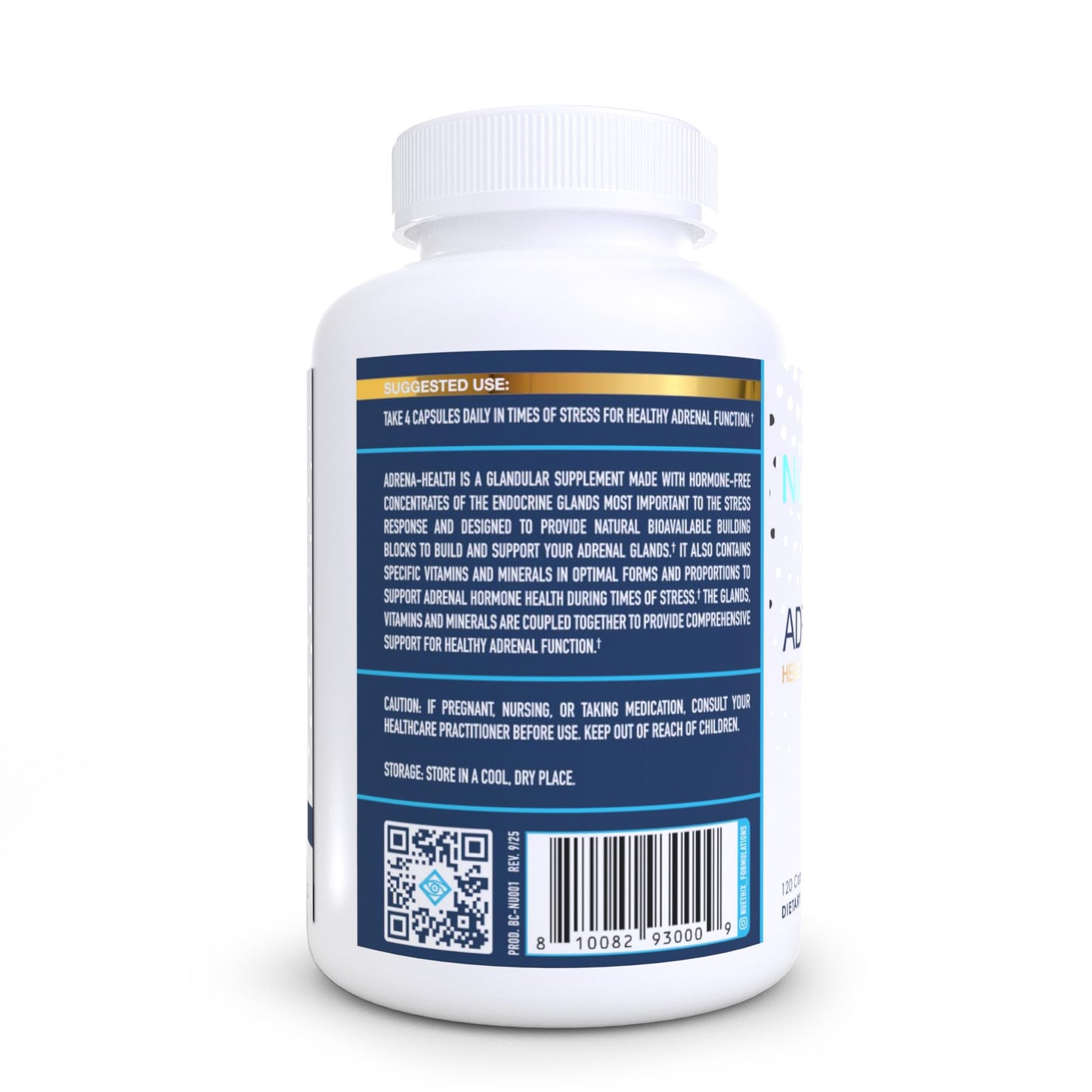 NuEthix Formulations Adrena-Health Adrenal Support Dietary Supplement Capsules, 120