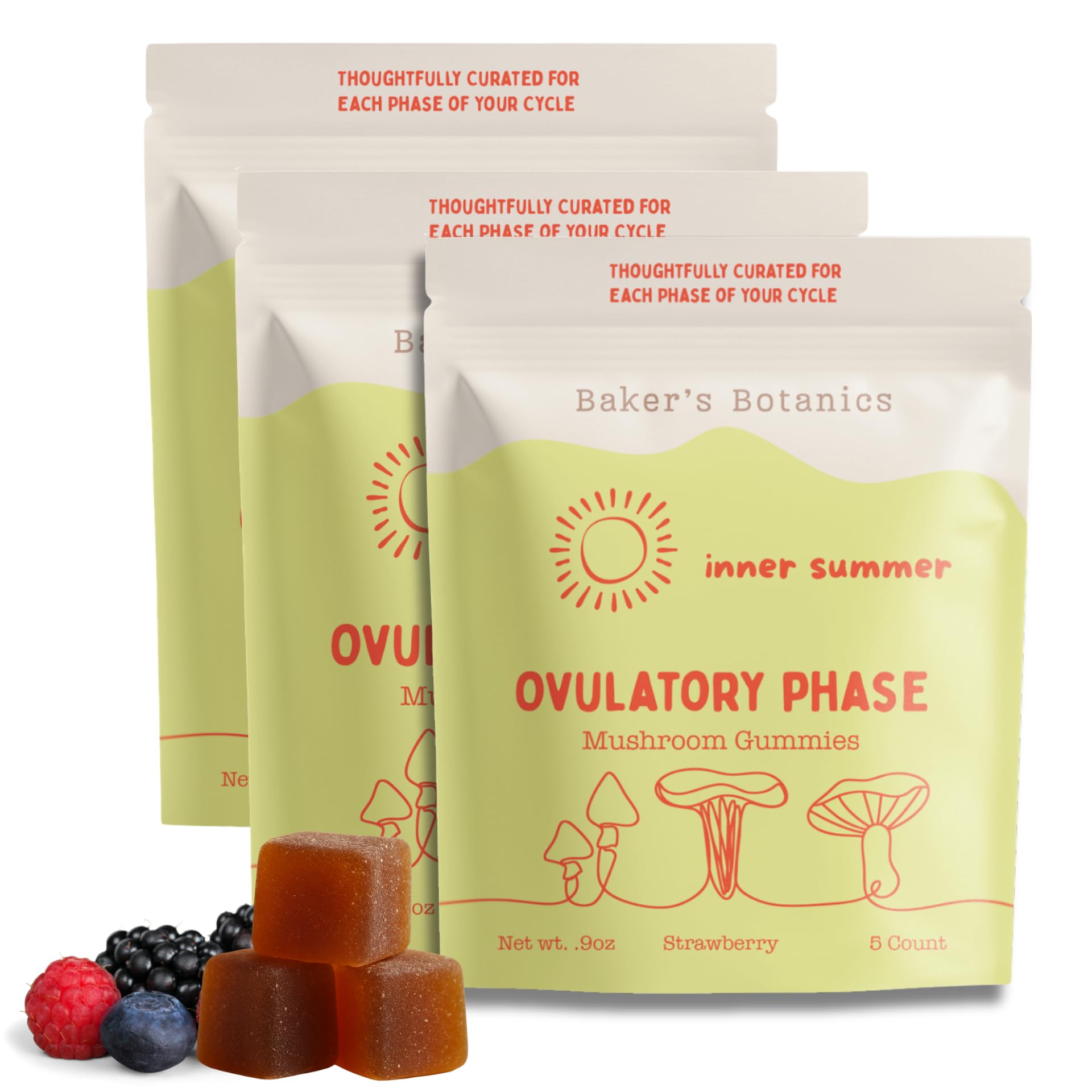 Baker's Botanics Ovulatory Mushroom Gummies, 3 Pack