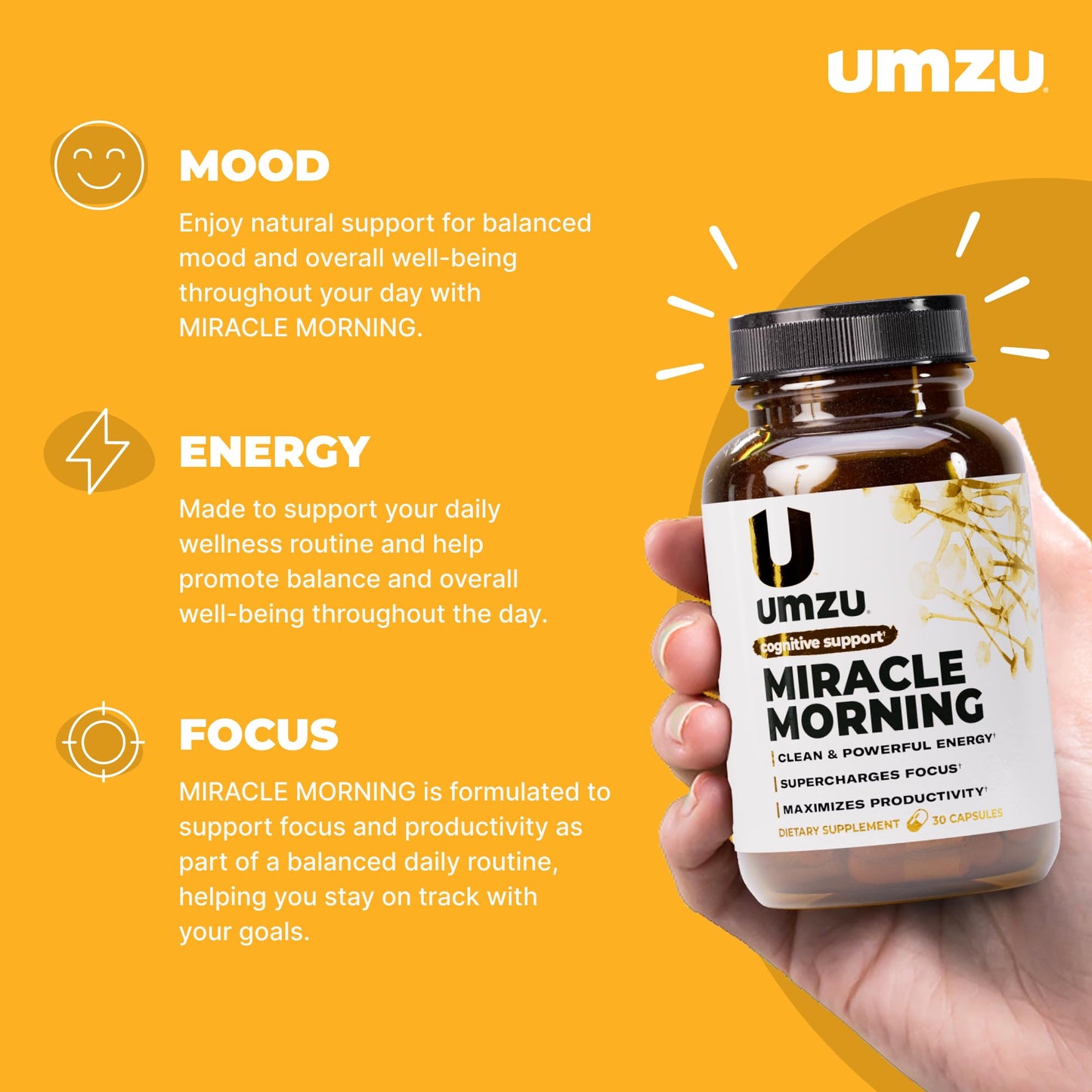 UMZU Miracle Morning Energy Support Supplement Capsules 30