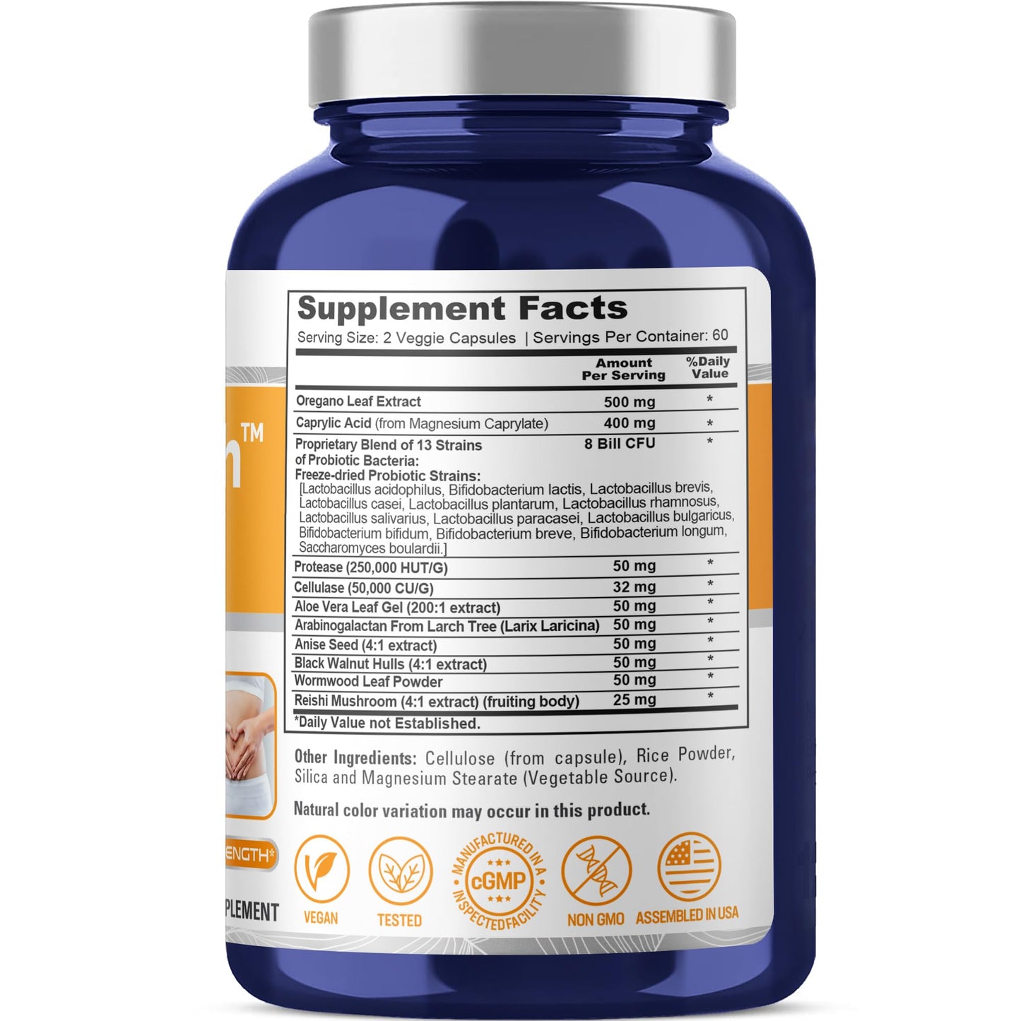 NusaPure CandiHealth Complex Capsules, 500 mg Oregano Leaf & 400 mg Caprylic Acid, 120 Veg Capsules