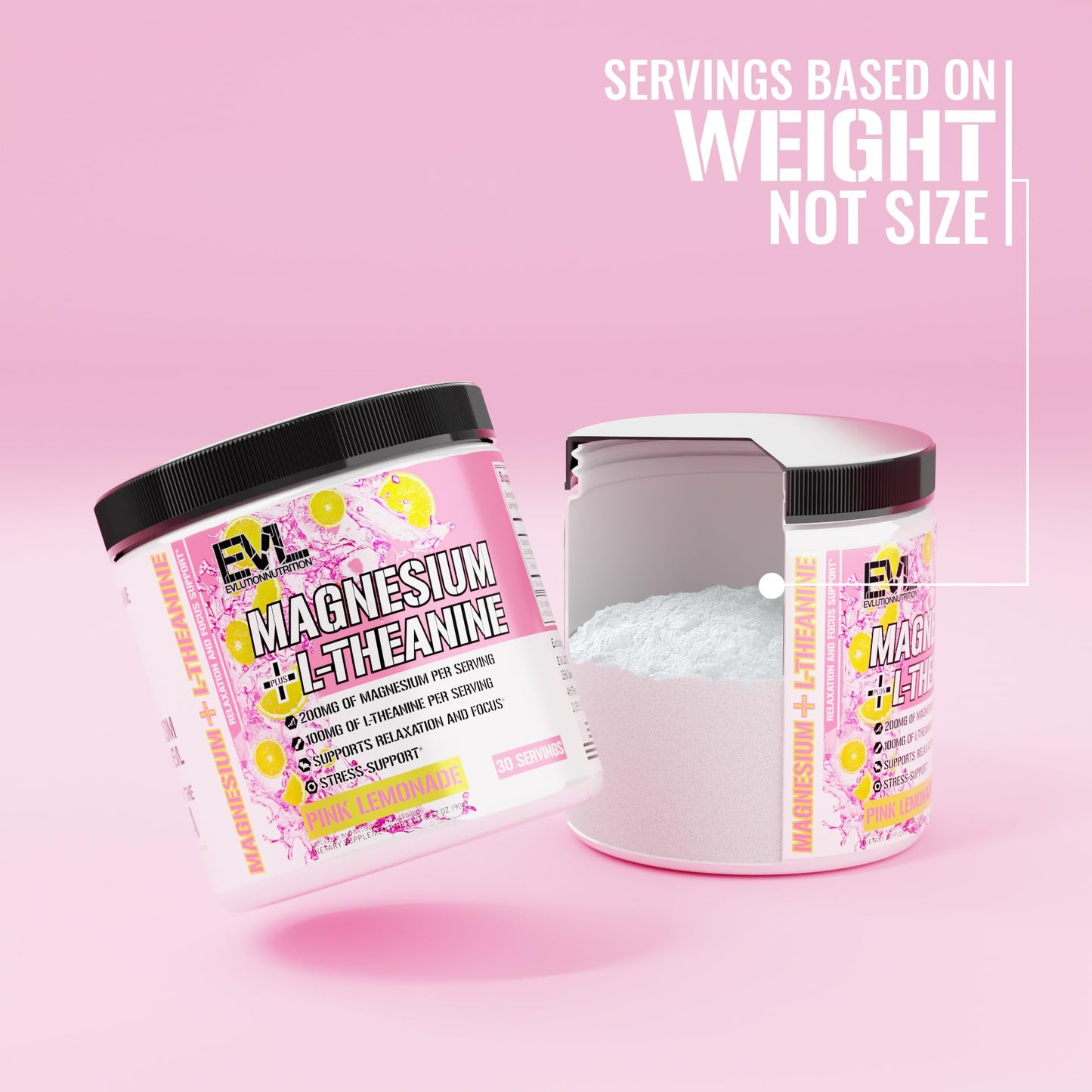 Evlution Magnesium + L-Theanine - Natural Relaxation & Focus Support - 200mg Magnesium + 100mg L-Theanine - Vegan & Non-GMO Powder 3.17 Ounce