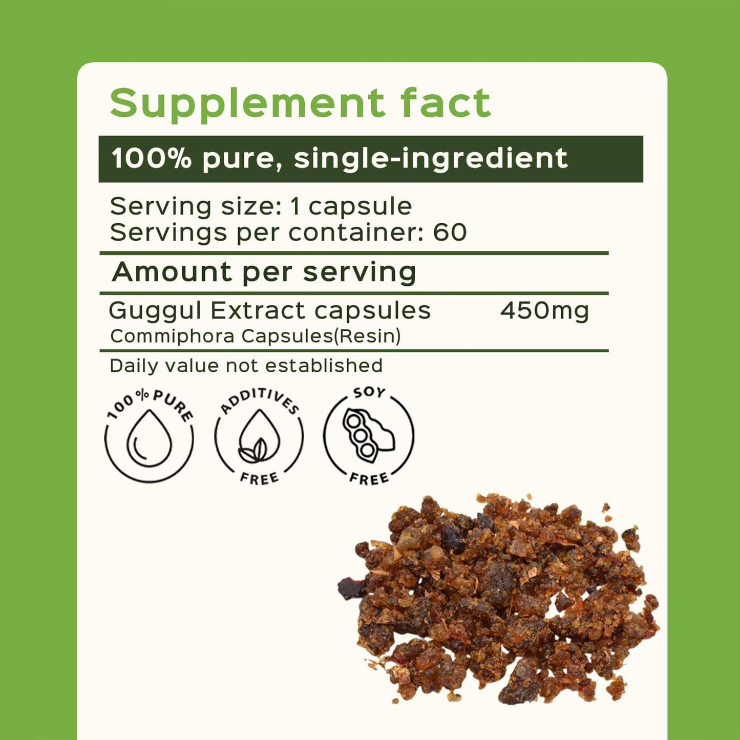 bixa BOTANICAL Guggul Extract 450mg Commiphora Mukul 60 Capsules
