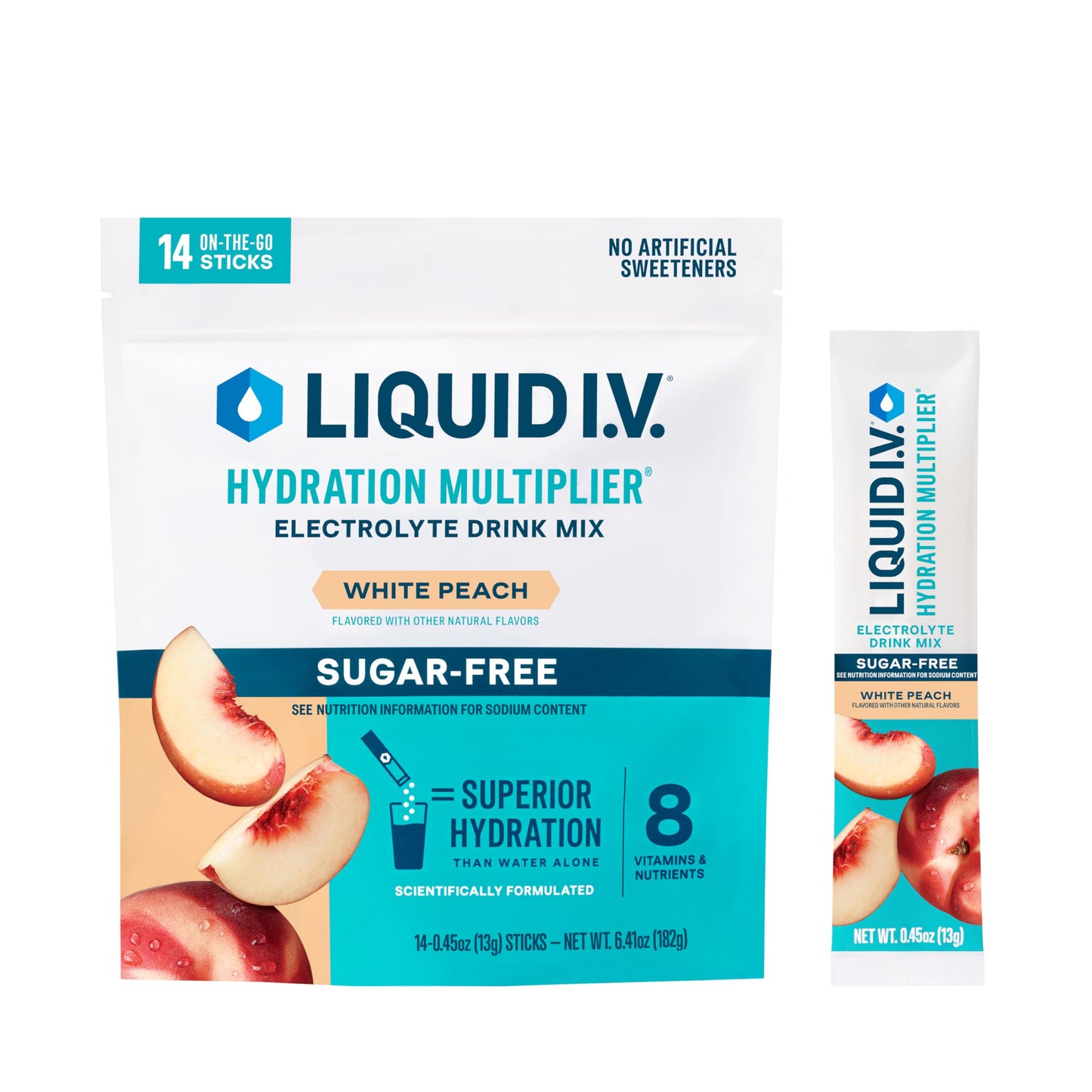Liquid I.V. Hydration Multiplier Sugar-Free White Peach Powder 6.41