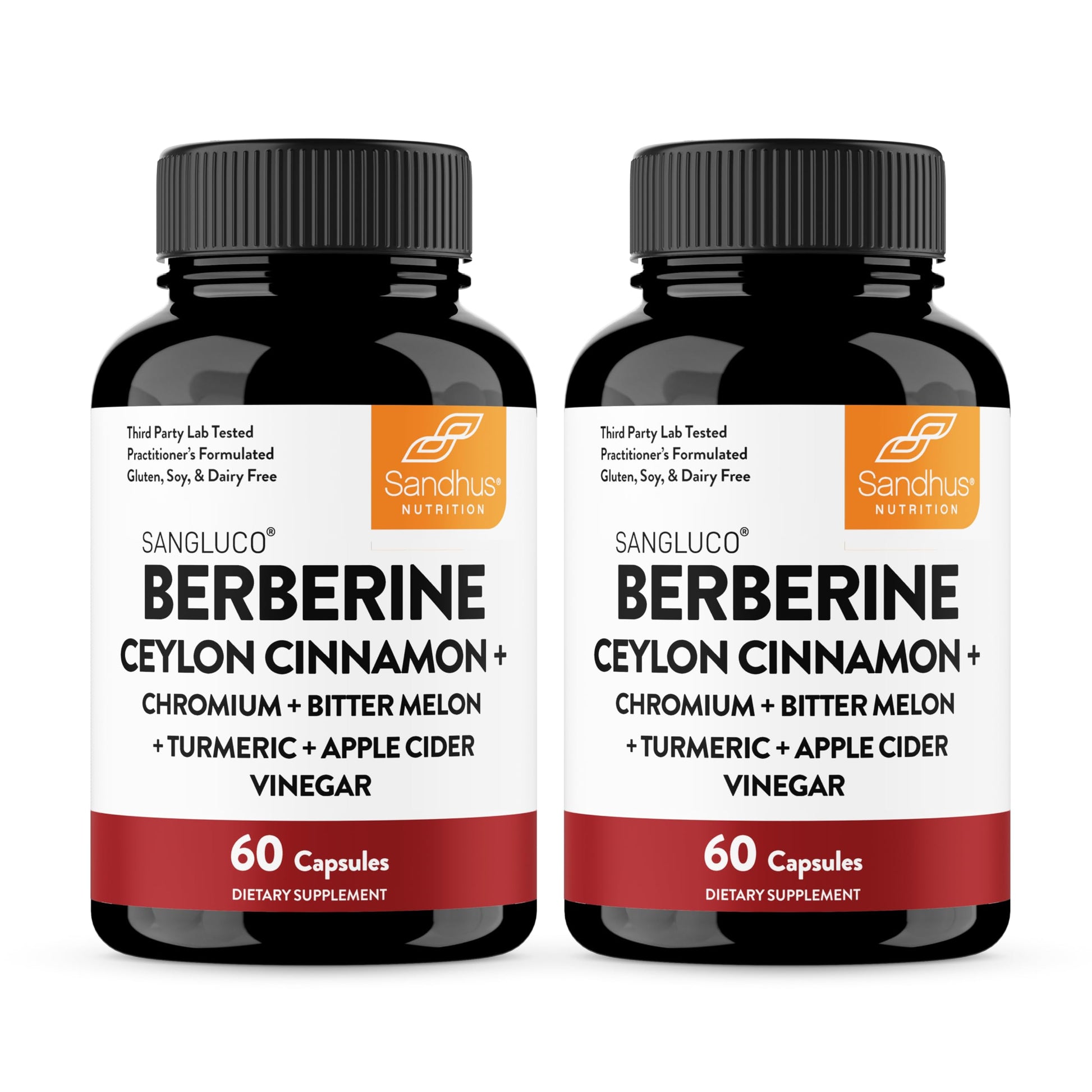 Sandhu's Sangluco Berberine Ceylon Cinnamon Chromium Turmeric Apple Cider Vinegar Bitter Melon 120 Capsules