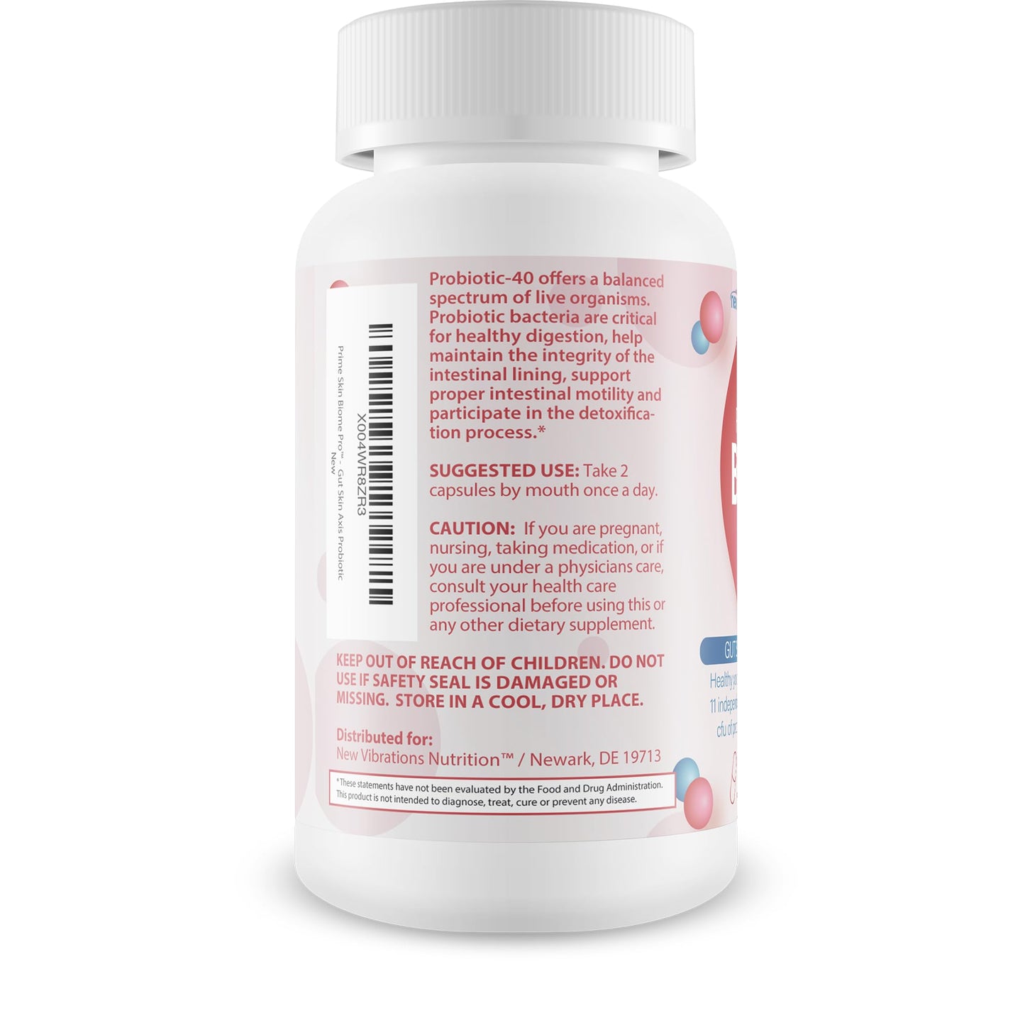 New Vibrations Nutrition Prime Skin Biome Pro Capsule 60 Count