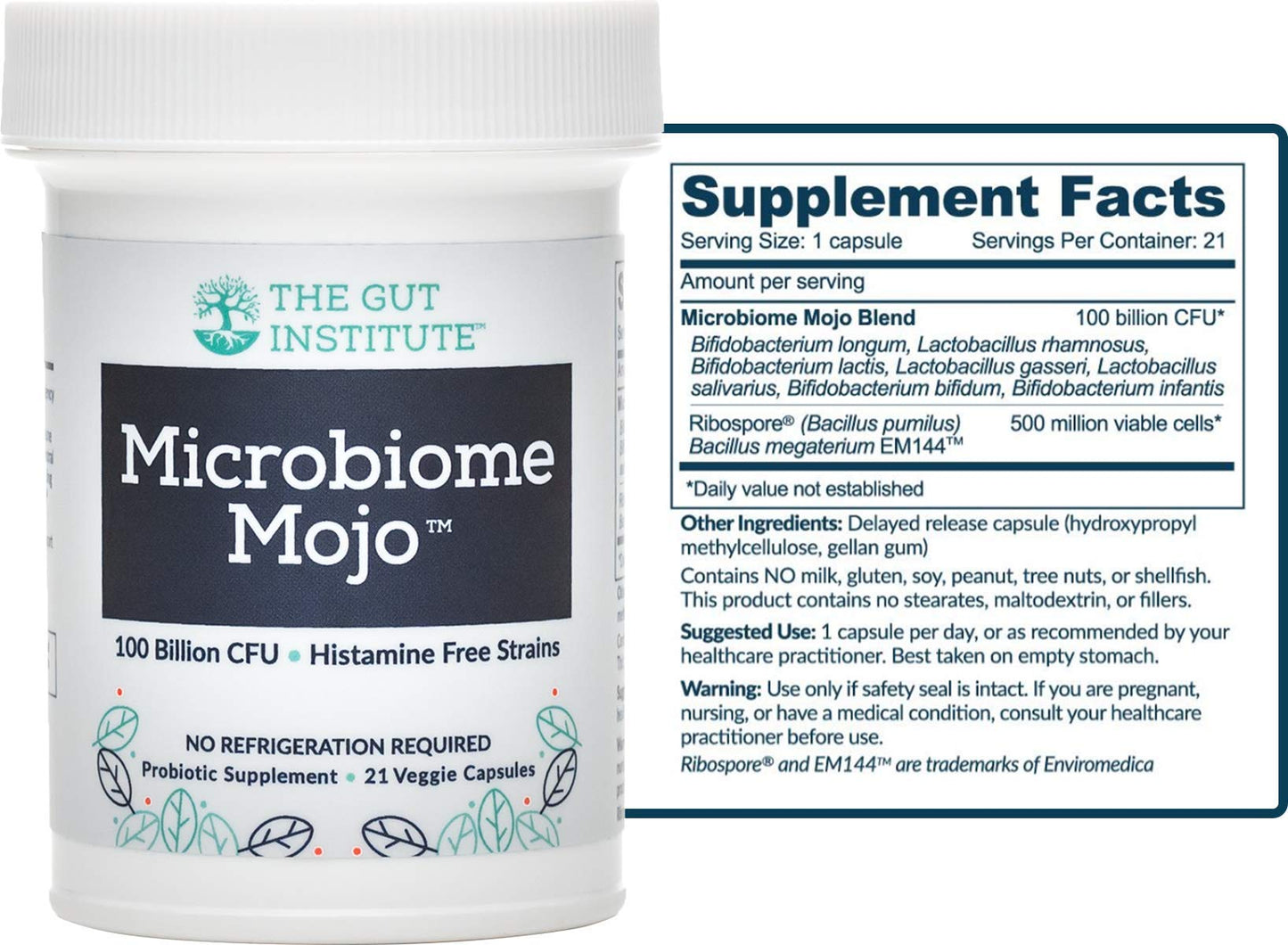 The Gut Institute Microbiome Mojo 2-in-1 High Potency Probiotics Capsule, 28 Count