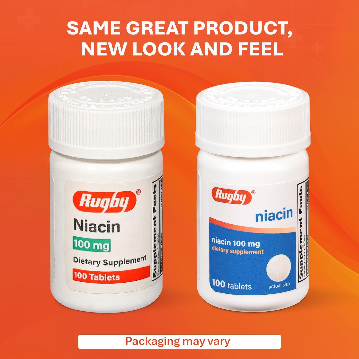 Rugby Niacin 100mg Tablet with Calcium Dietary Supplement, 100 Count