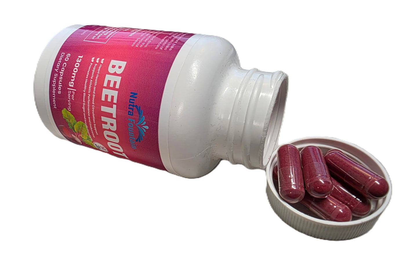 Nutra Fountain Beetroot Capsules for Heart and Blood Pressure Support, 60 Capsules