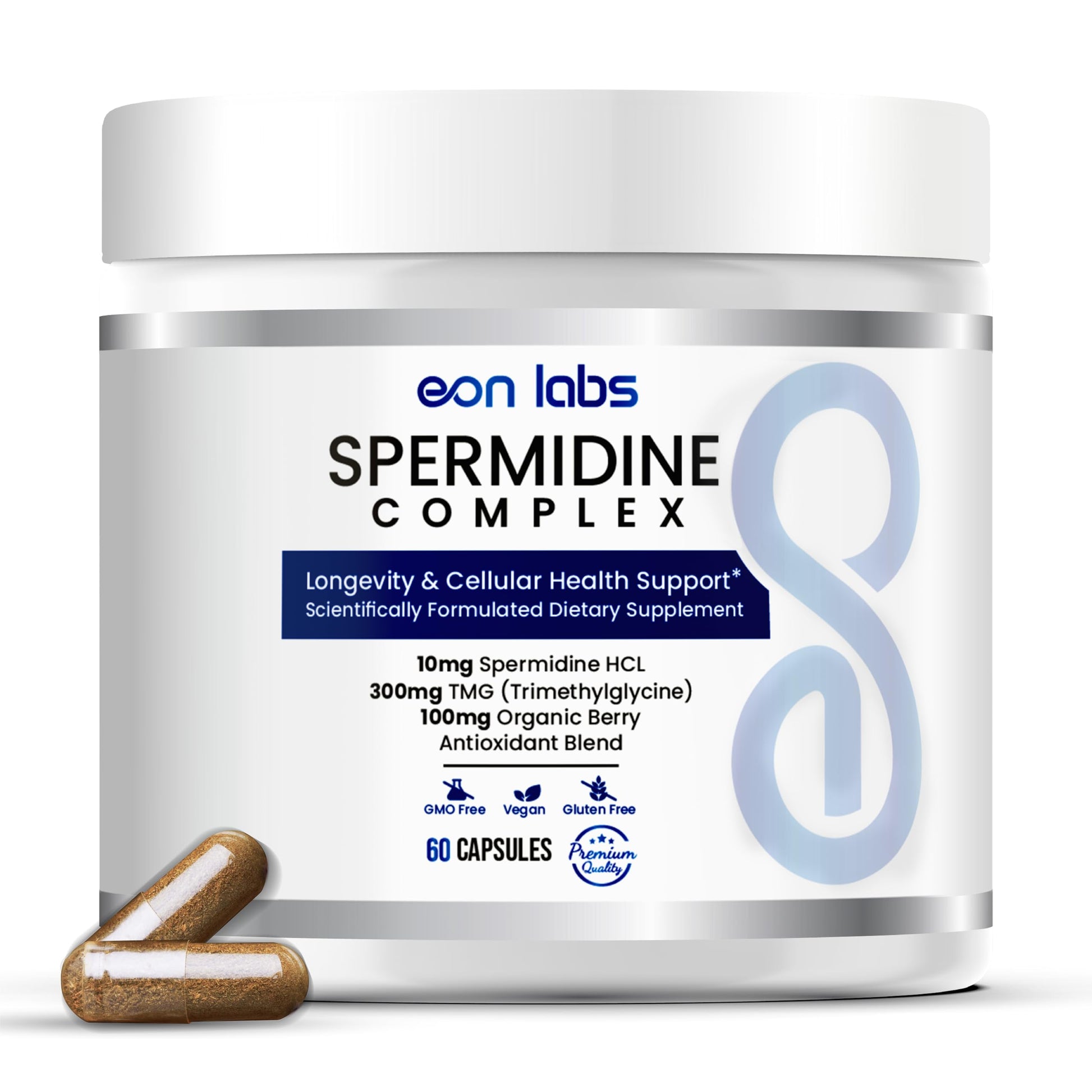 eon labs Spermidine Supplements for Men and Women 10 mg Spermidine HCl Complex with TMG & Organic Berry Antioxidants Cellular Health Support 60 Capsules