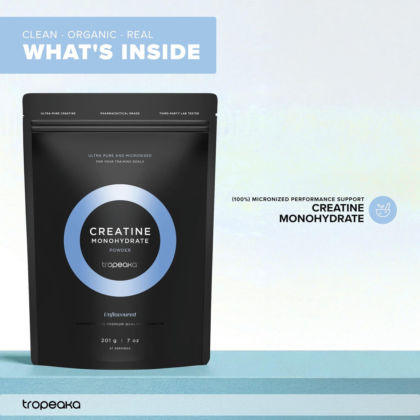 Tropeaka Creatine Monohydrate - 100% Micronized Creatine Powder, 1 Container