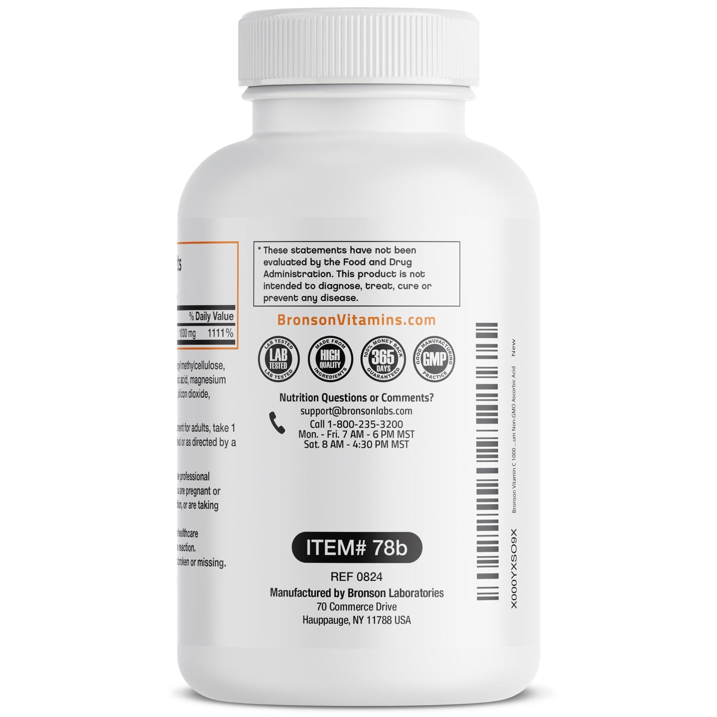 Bronson Vitamin C 1000 mg Sustained Release Premium Non-GMO Ascorbic Acid, 250 Tablets