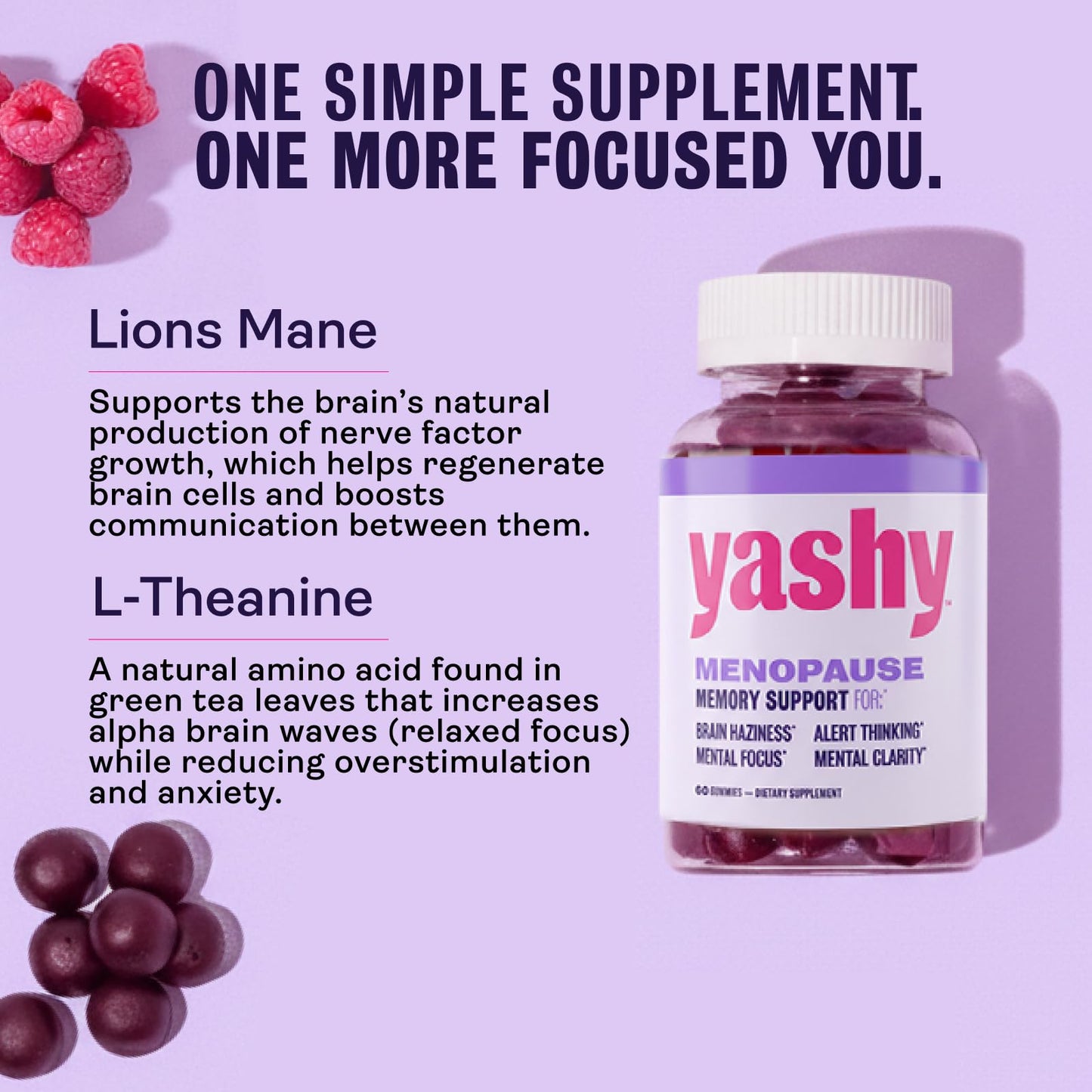 YASHY Menopause Memory Support Gummies, 60 Gummies