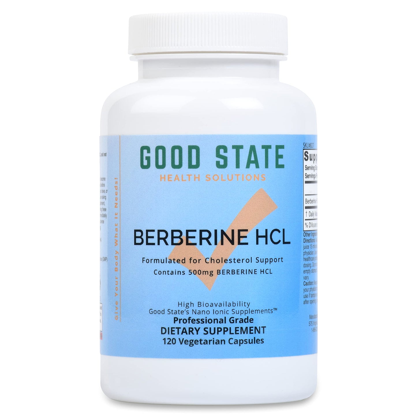 Good State Berberine HCL 500mg Nano Ionic Dietary Supplement Capsules, 120 Count