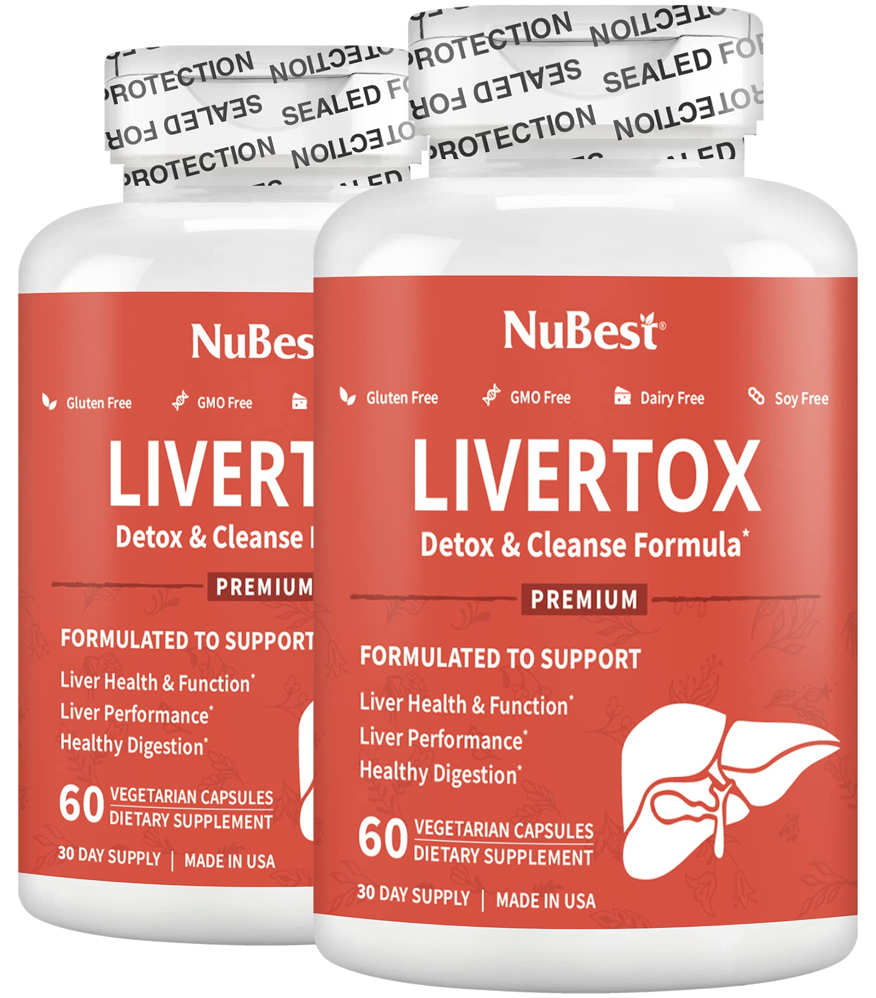 NuBest LiverTox Advanced Liver Detox & Cleanse Formula - Herbal Liver Support with Milk Thistle, Turmeric, Artichoke, Dandelion, Beet & Zinc, 120 Capsules