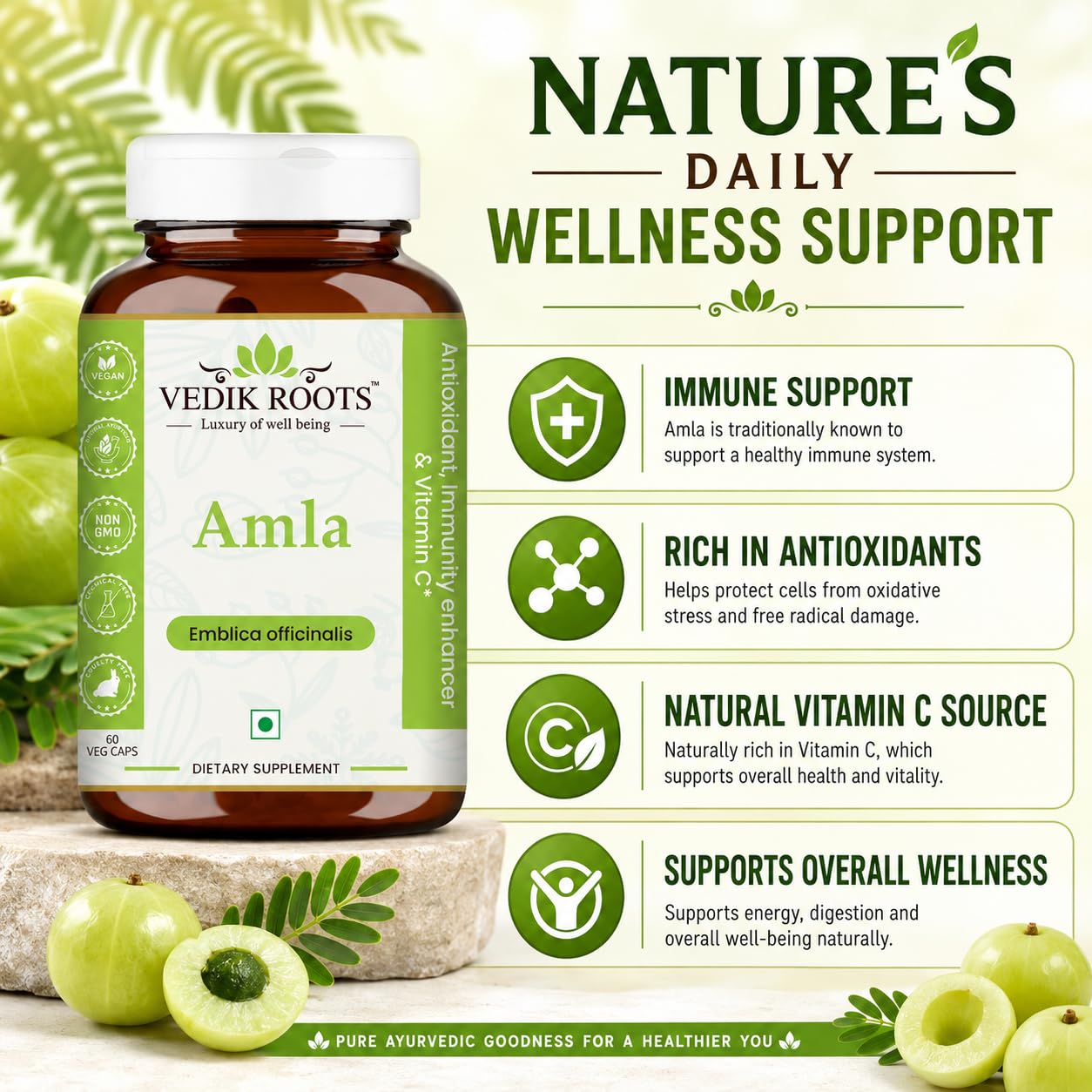 VEDIKROOTS Amla Capsule, 1 Count