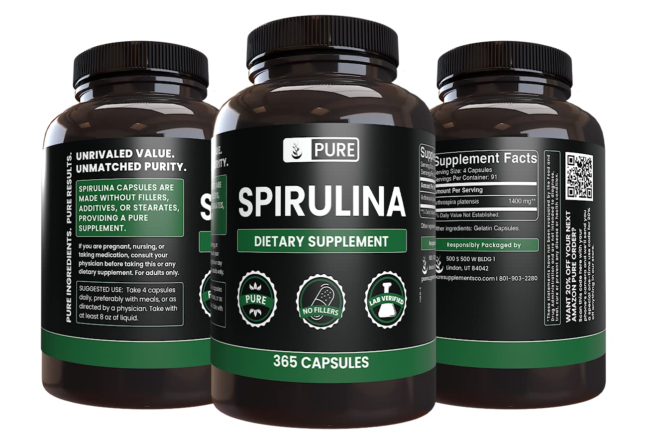 PURE ORIGINAL INGREDIENTS Spirulina 730 Capsules