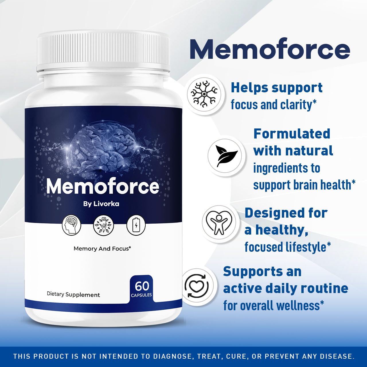 LIVORKA Memoforce Brain Supplement Capsules, 120 Capsules