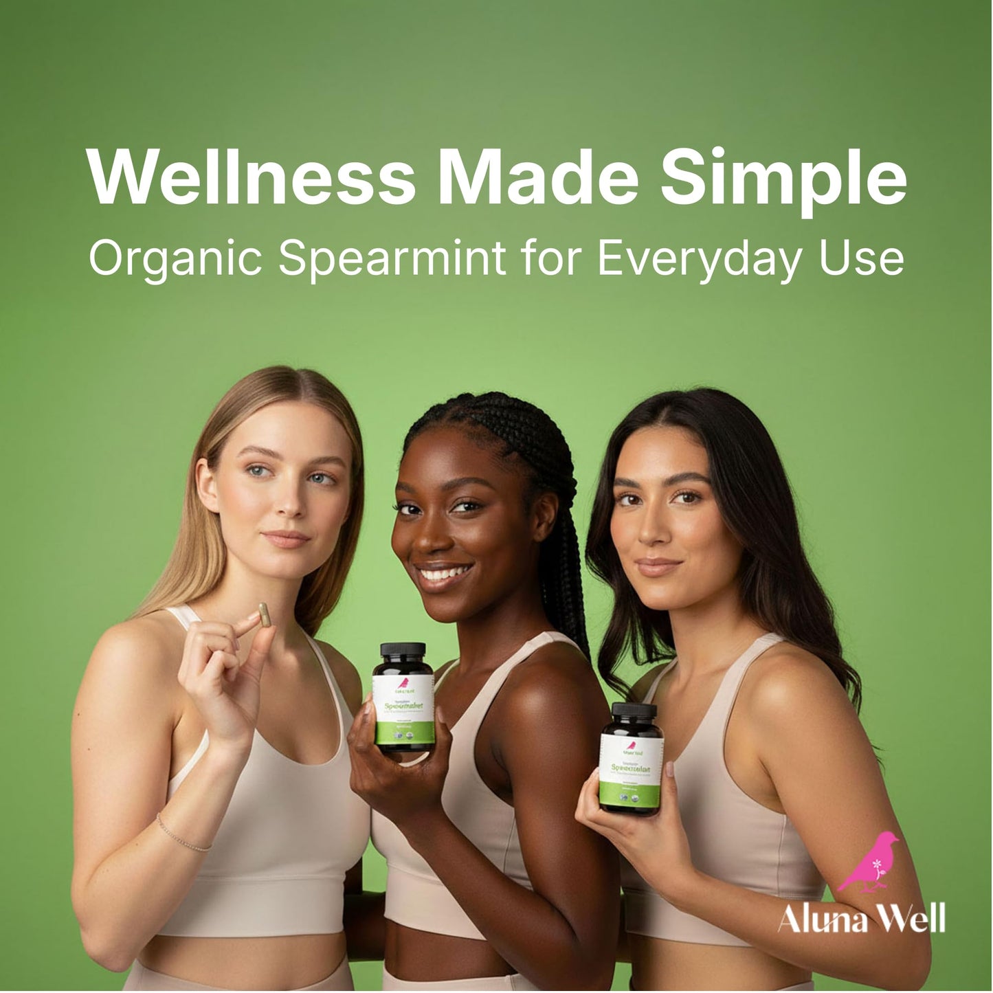Aluna Well Organic Spearmint Capsules 1000mg, 1 Capsule