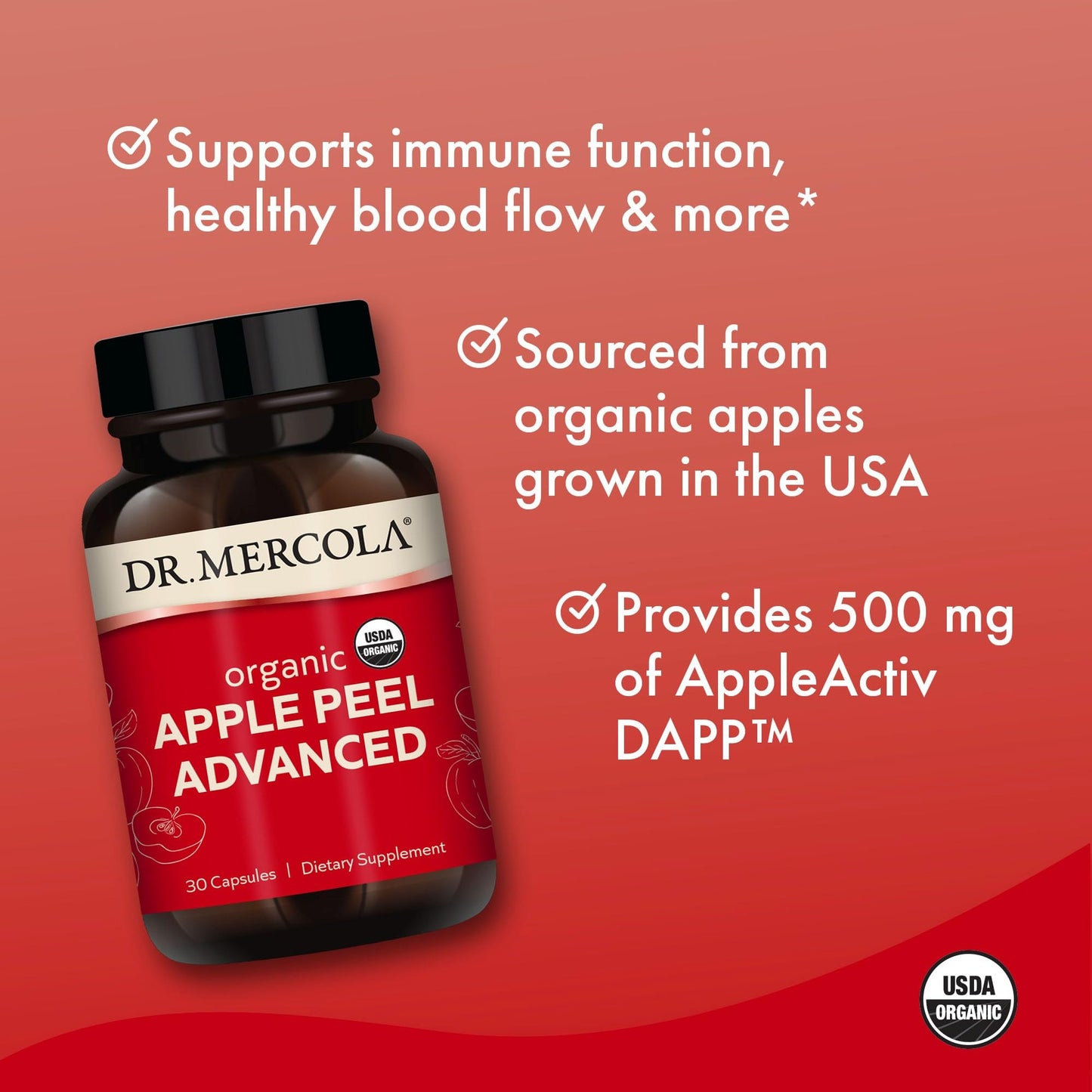 Dr. Mercola Organic Apple Peel Advanced Capsules 60 Count