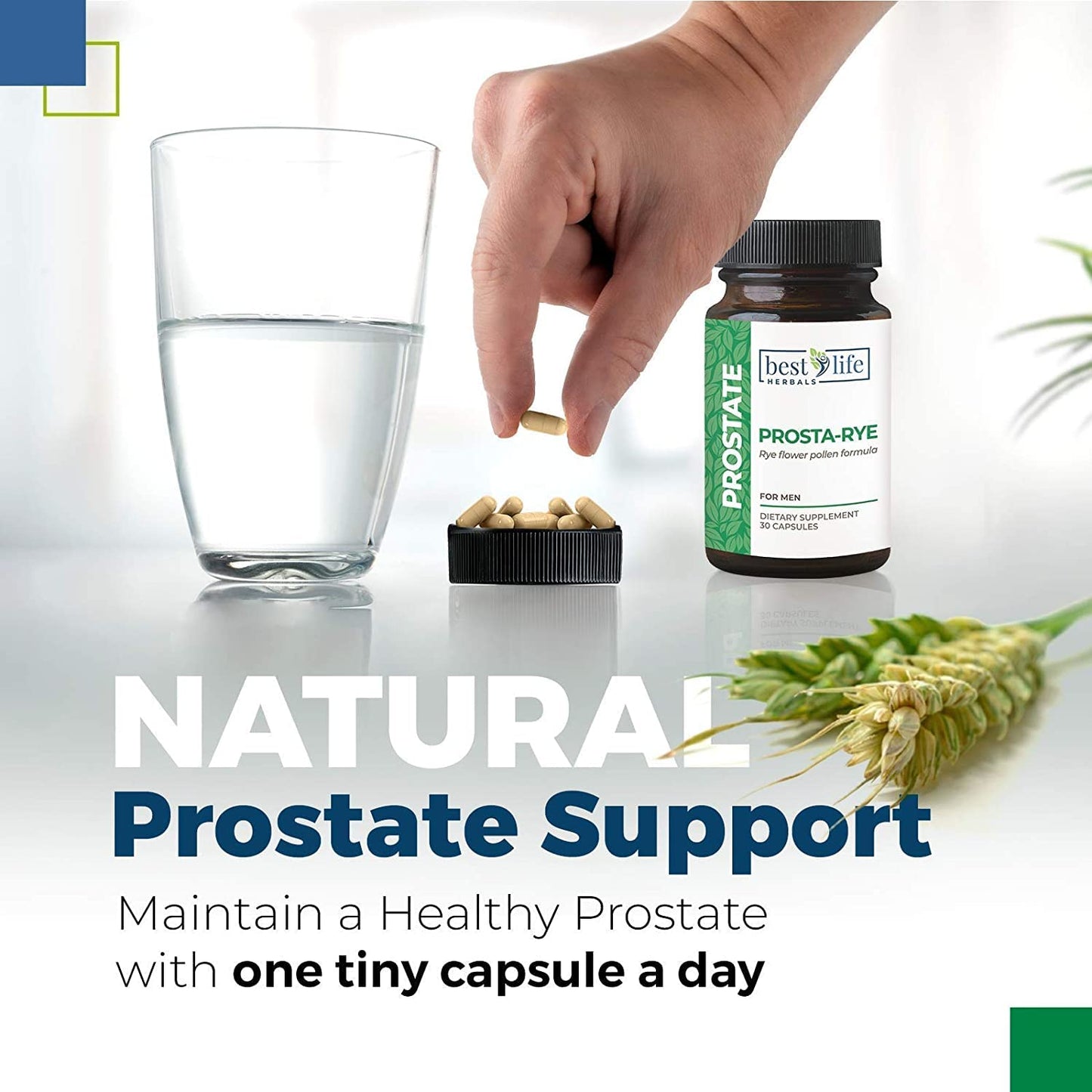 Best Life Herbals Prosta-Rye Natural Prostate Supplement Capsules, 2 Bottles