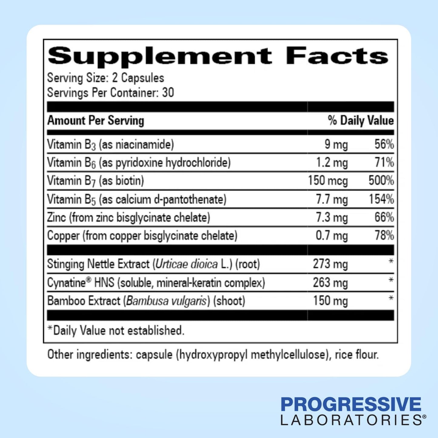 Progressive Laboratories Hair, Skin & Nails Supplement with Cynatine HNS & TRAACS Minerals, 60 Capsules