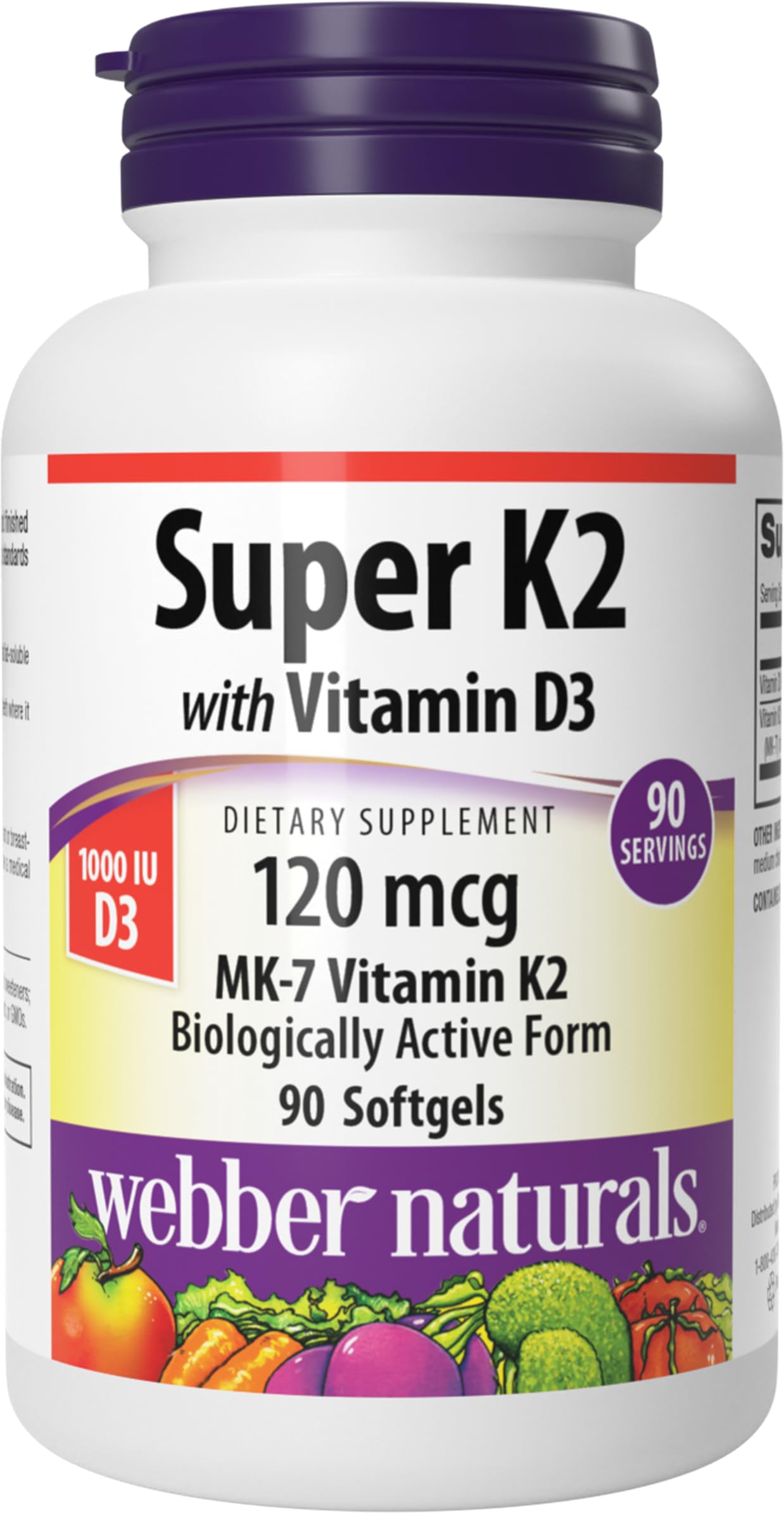 Webber Naturals Vitamin D3 K2 Softgels 90 Count