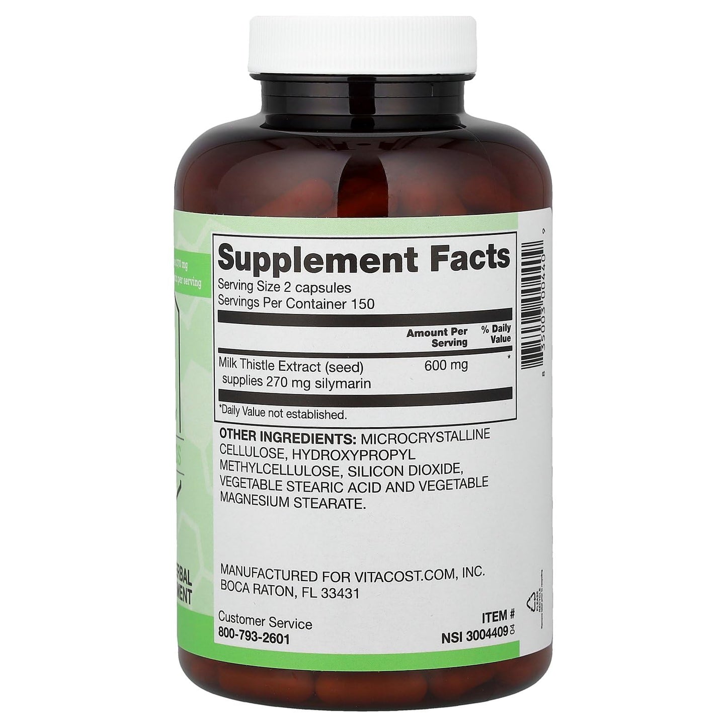Vitacost Milk Thistle Extract Capsules, 1 Count
